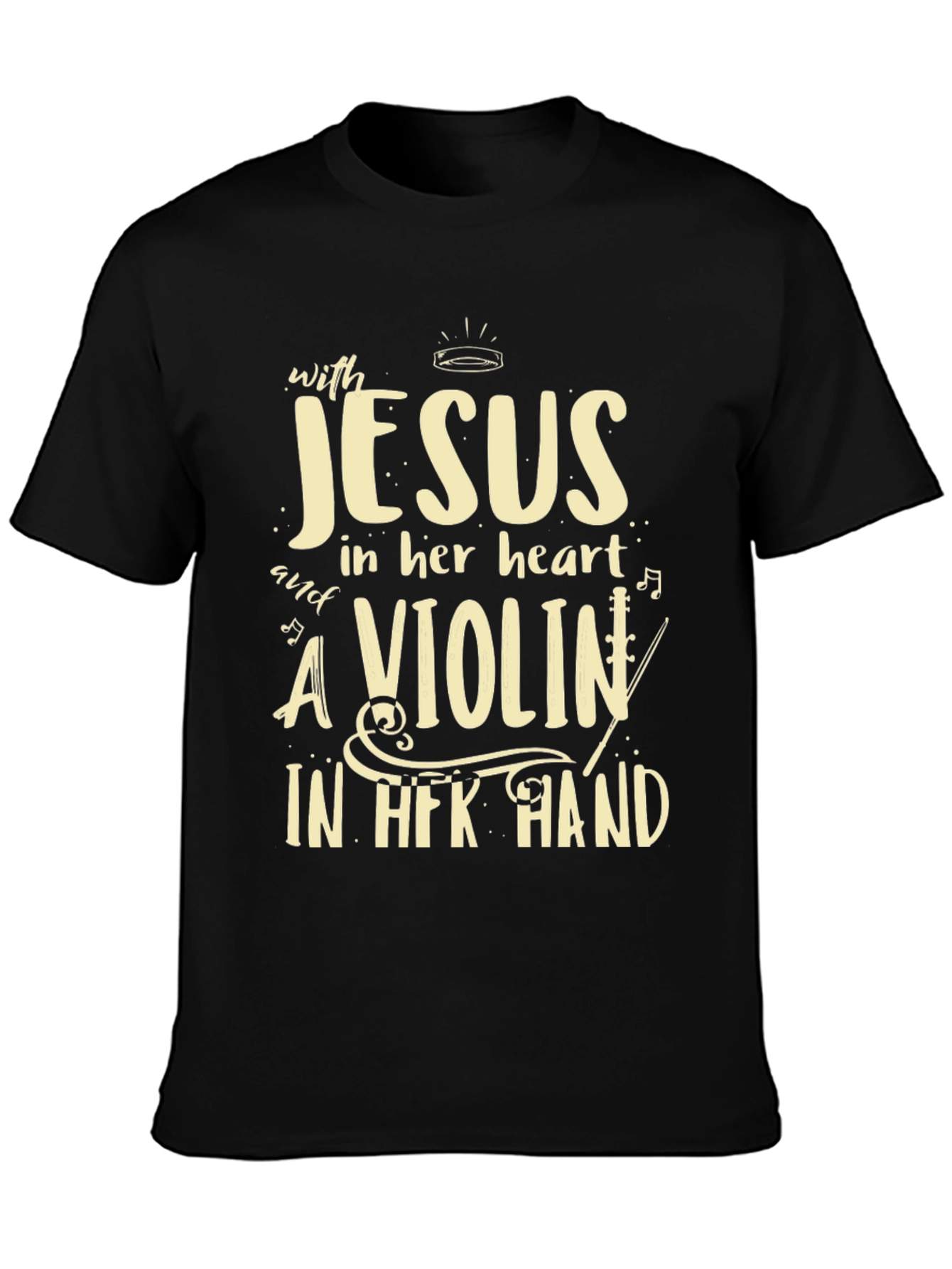 Black Jesus & Violin T-Shirt: Heartfelt Harmony view 3