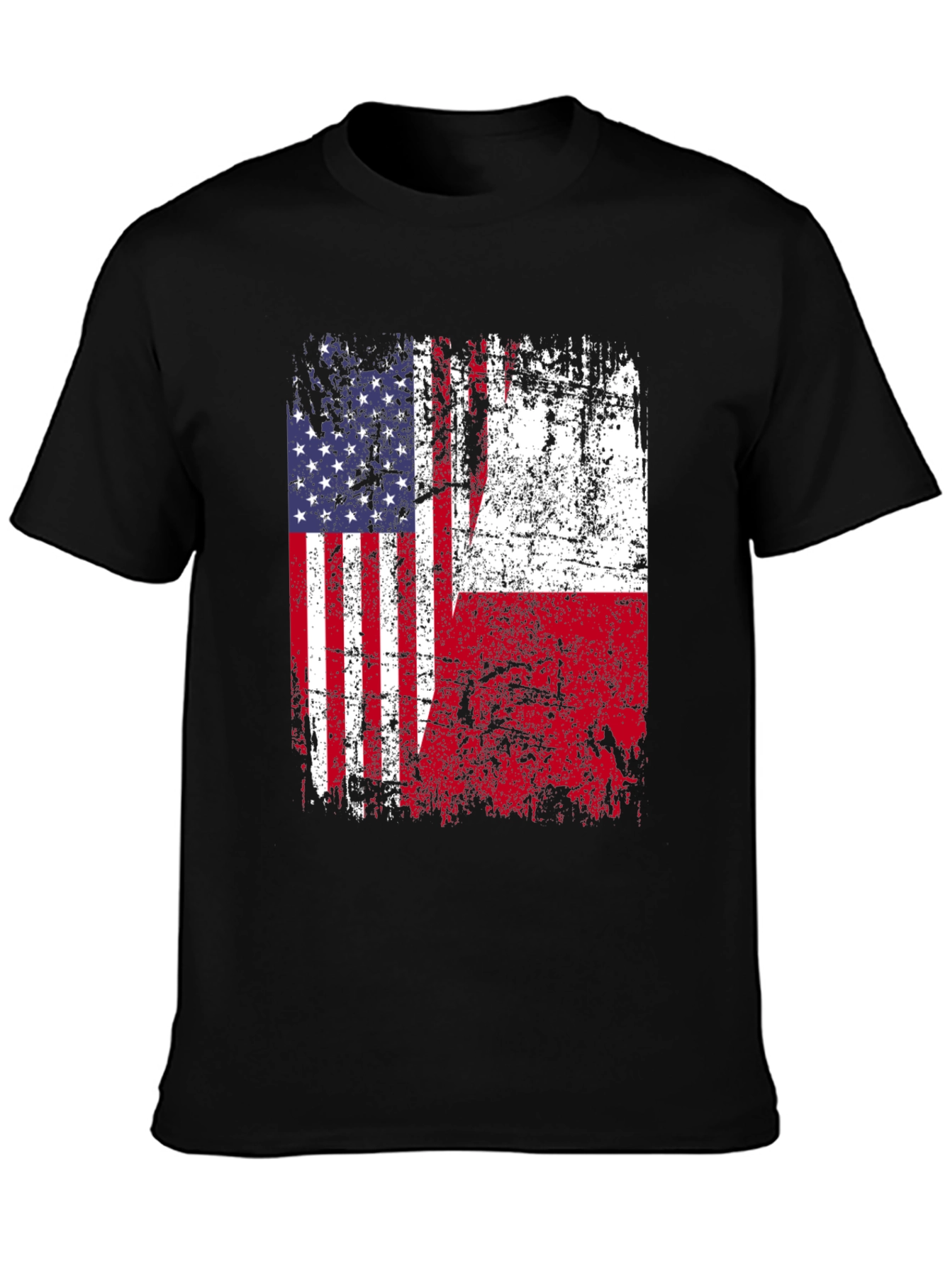 Black USA & Poland Flag T-Shirt view 3