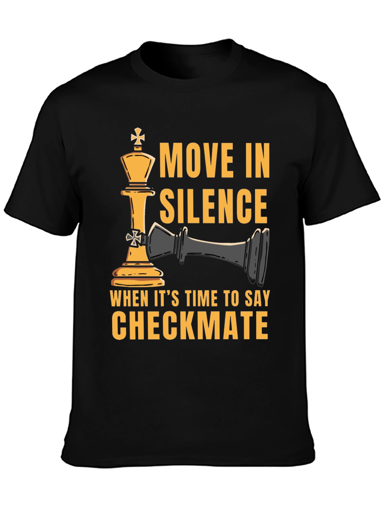 Black Move In Silence Chess Graphic T-Shirt view 3