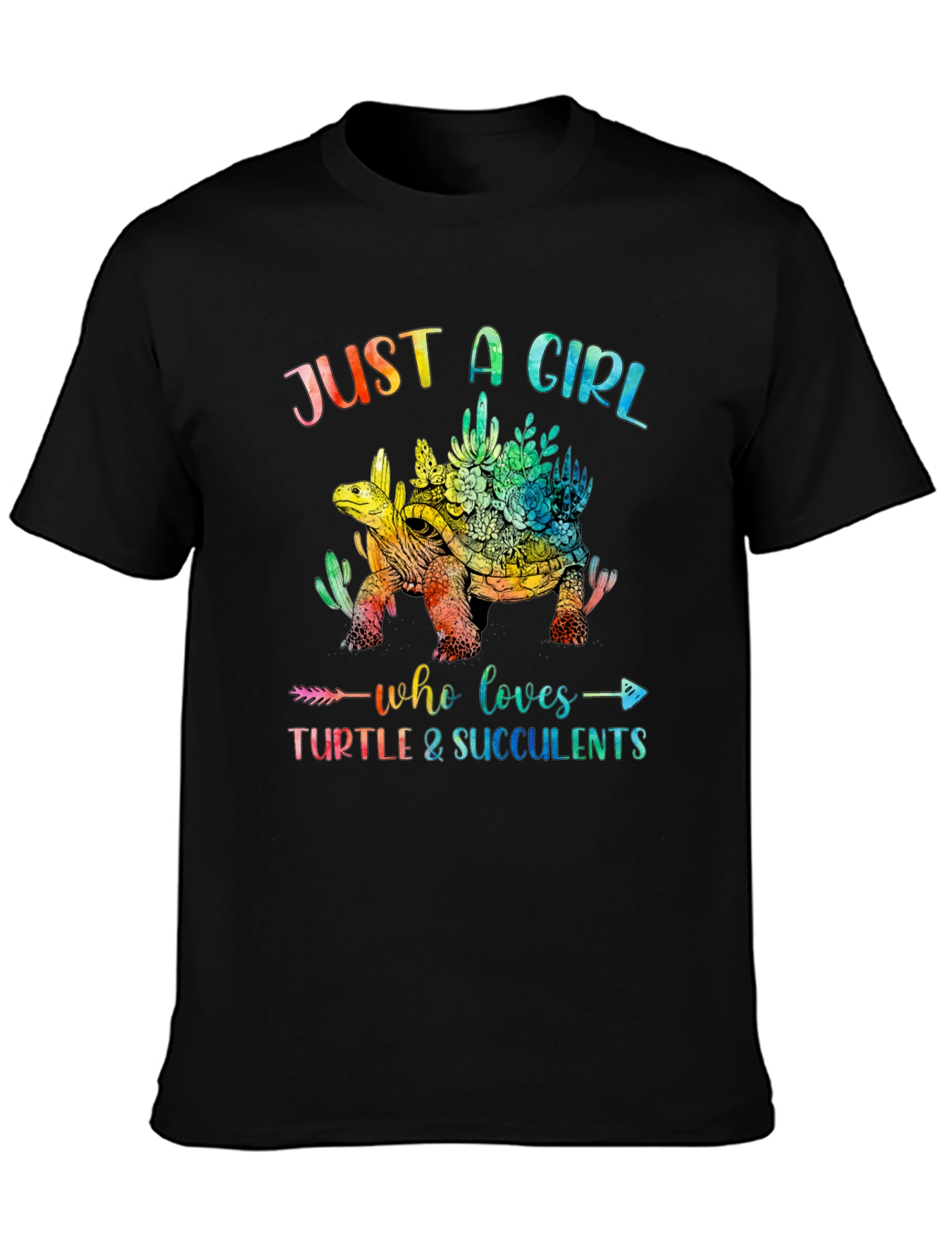 Black Girl's Turtle and Succulent Graphic Tee view 3