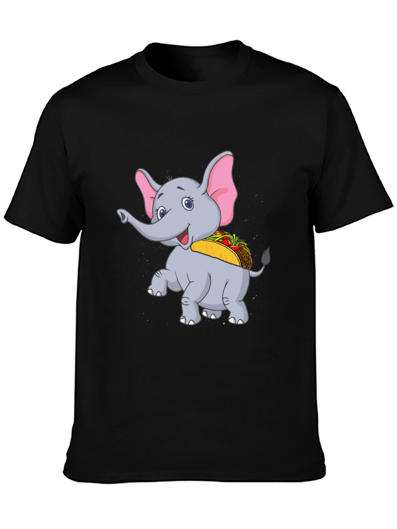 Black Elephant Taco T-Shirt - Cute Cartoon Animal Tee view 3