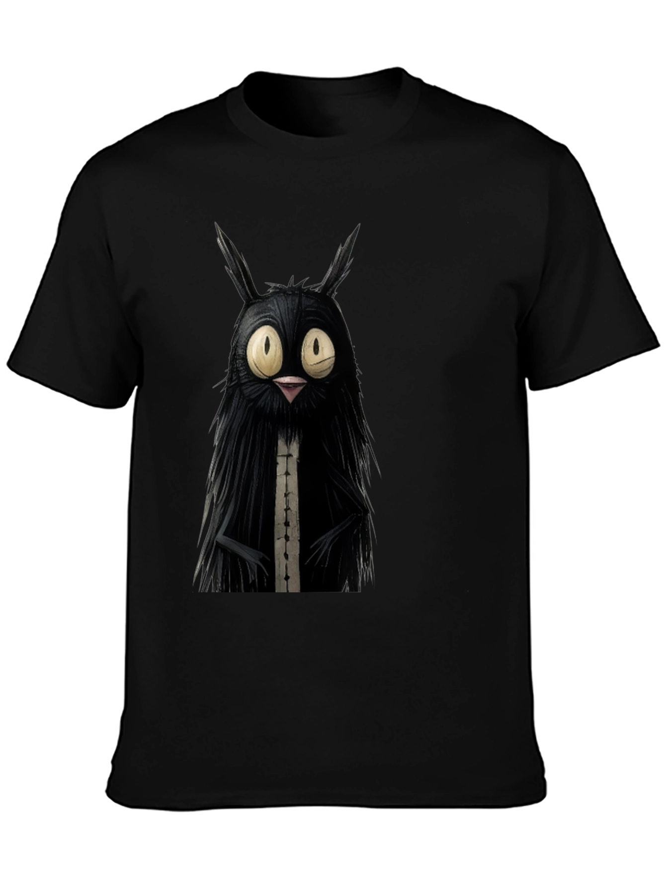 Black Creepy Cute Cat T-Shirt - Black view 3