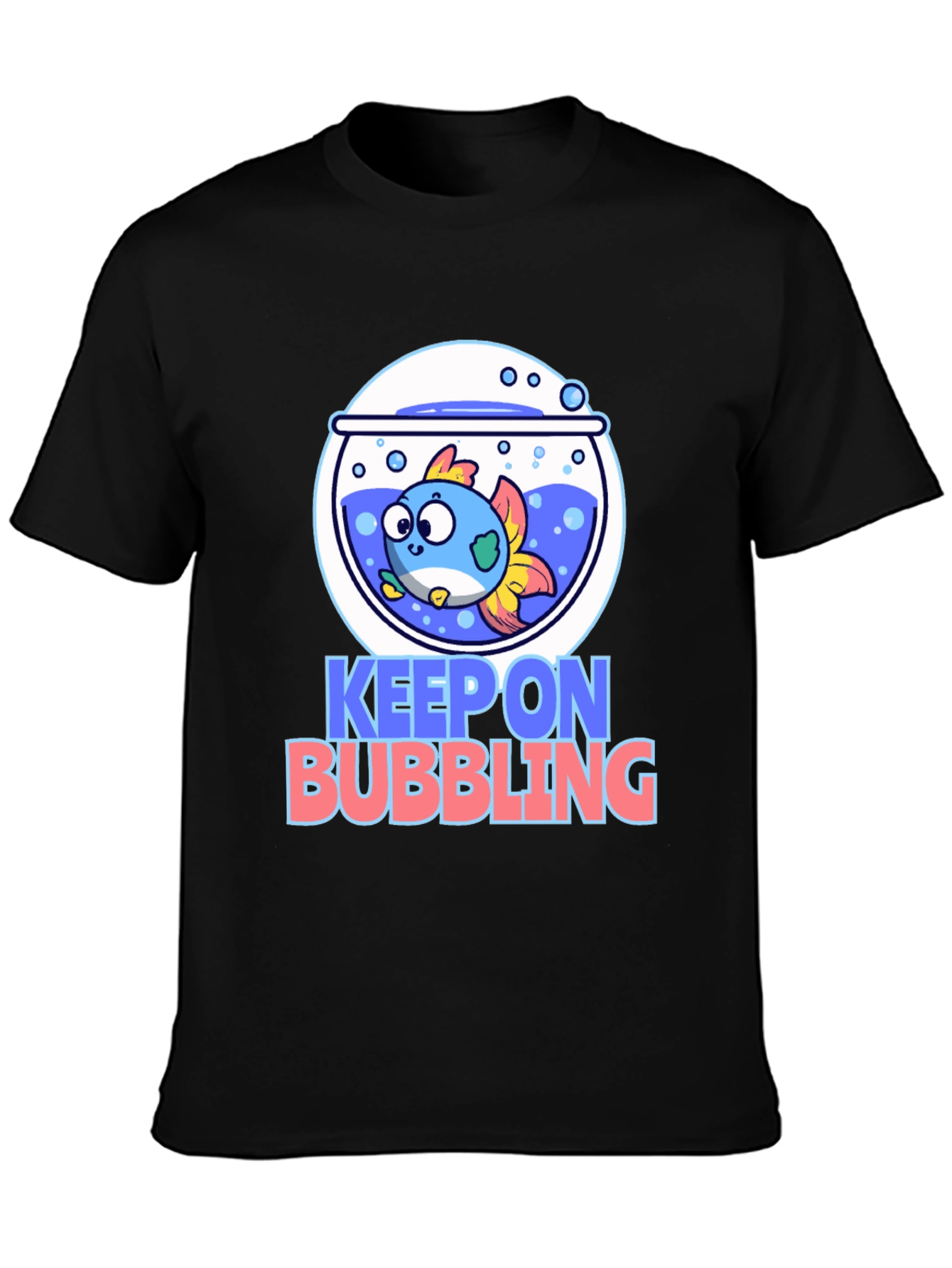Black Keep On Bubbling Graphic Tee - Black Cotton T-Shirt view 3
