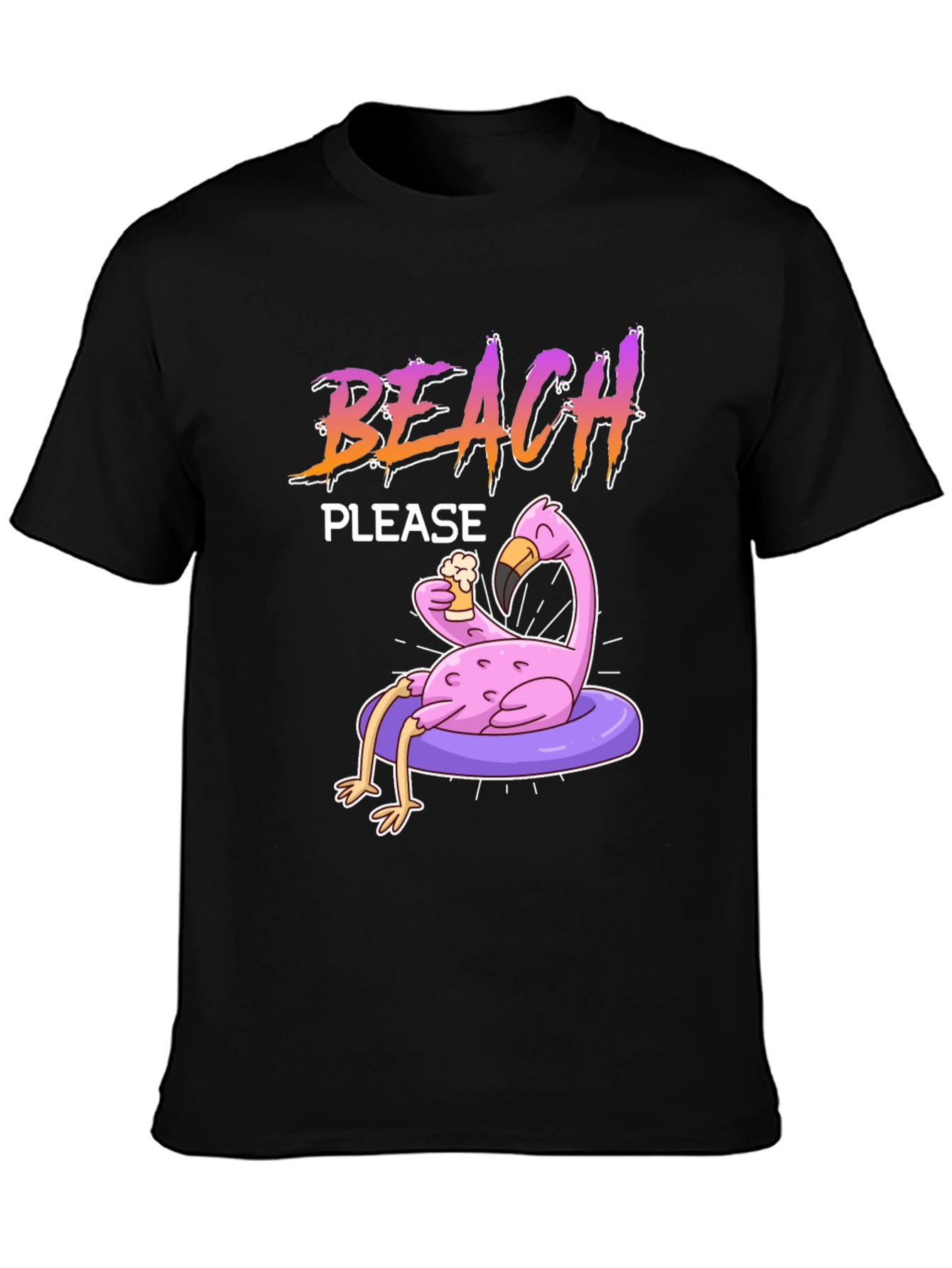 Black Beach Please Flamingo T-Shirt view 3