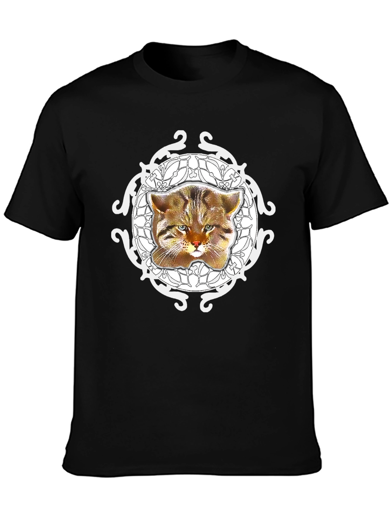 Black Whimsical Cat Graphic Tee - Unique Design view 3