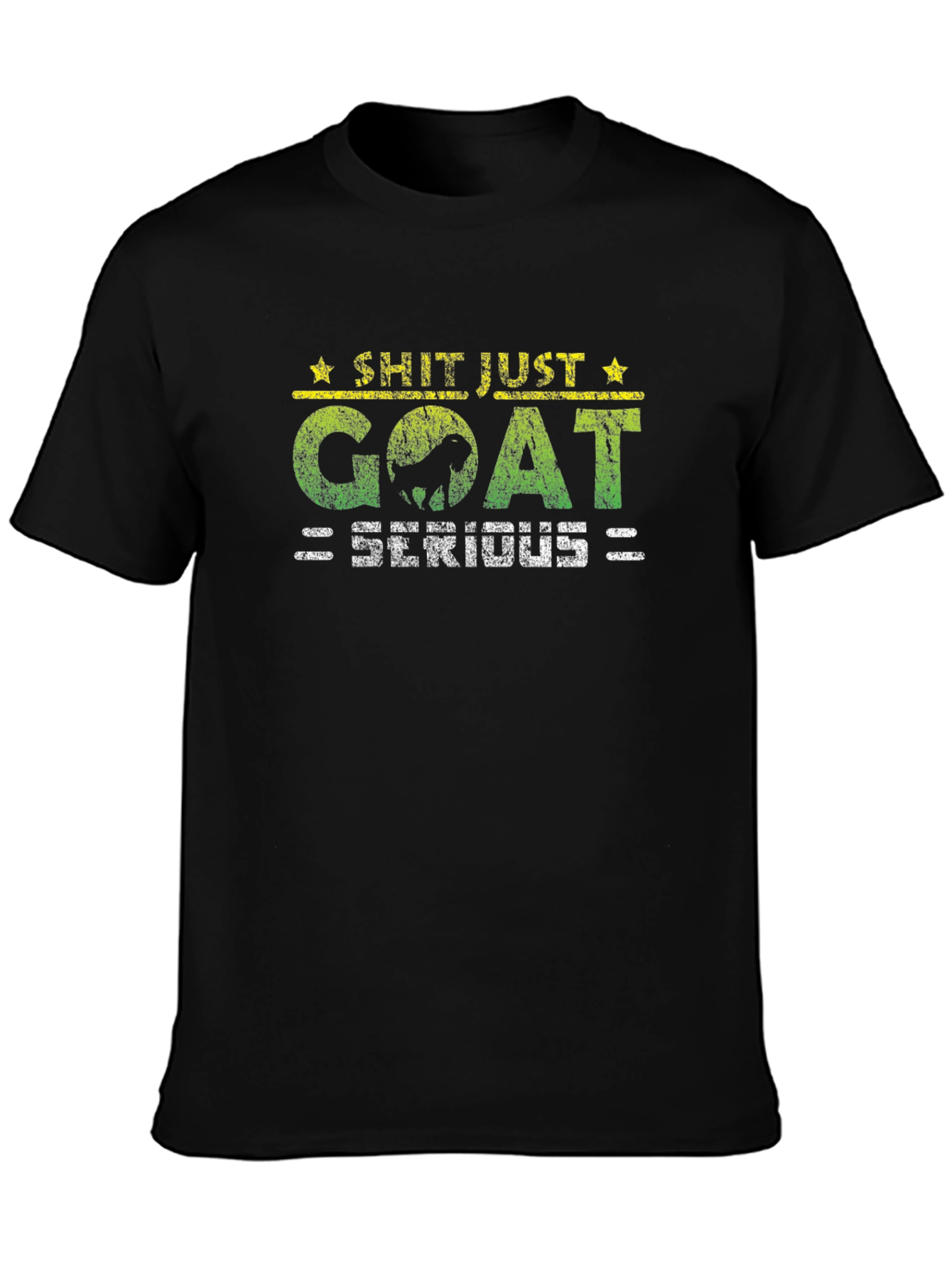 Black Shit Just Goat Serious Funny Graphic T-Shirt view 3