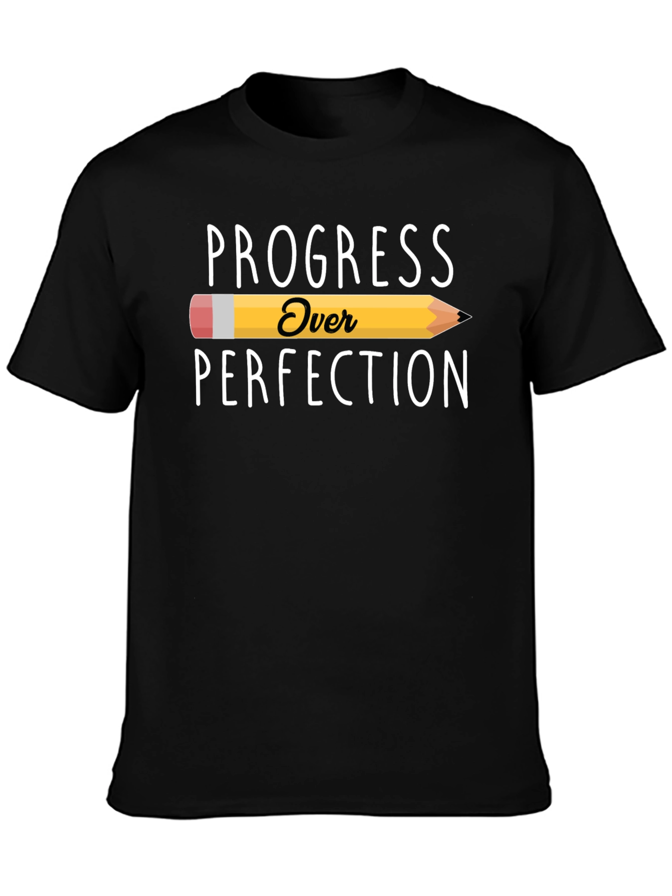 Black Progress Over Perfection T-Shirt - Motivational Tee view 3