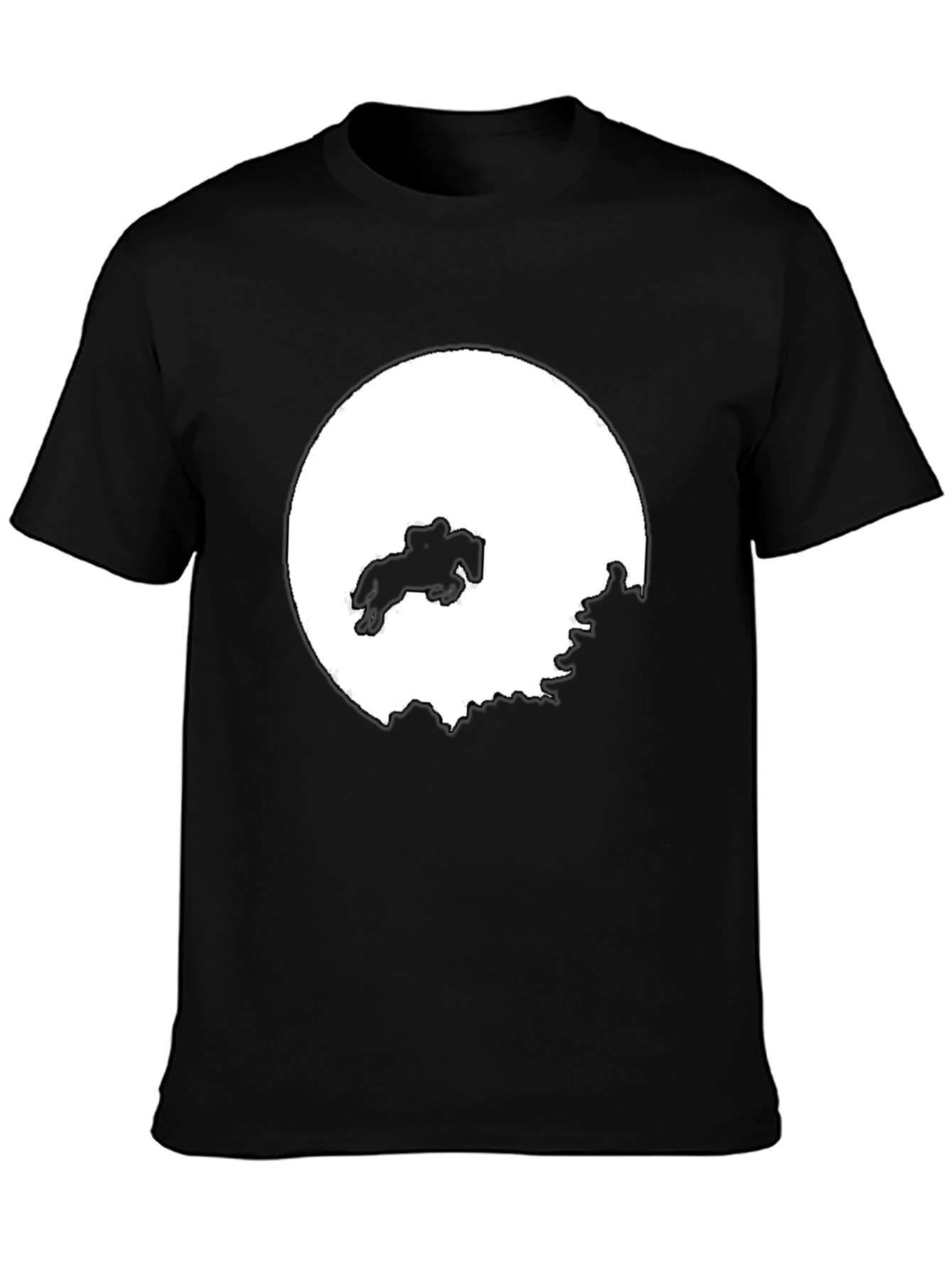 Black Equestrian Silhouette Tee - Black Cotton Blend view 3