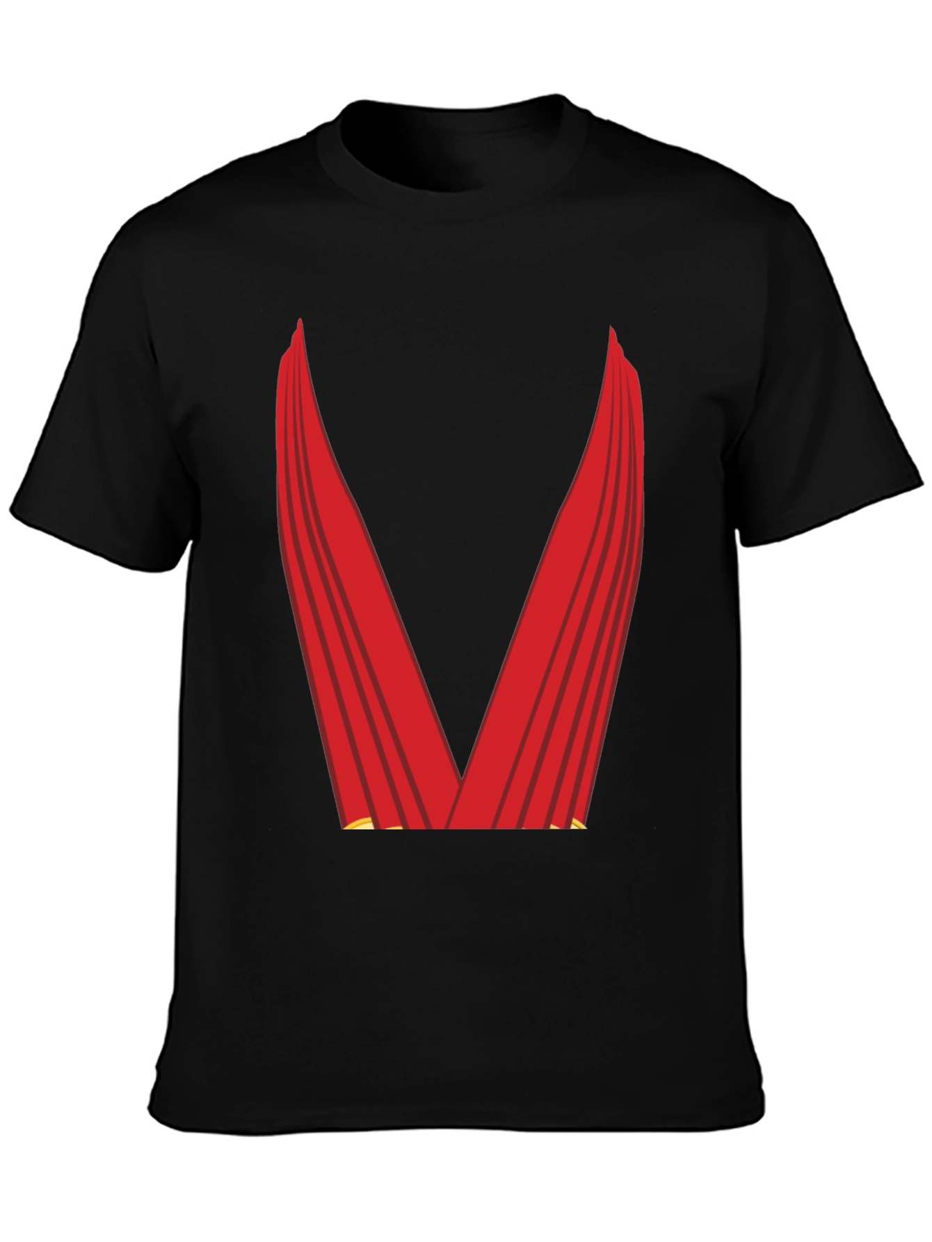 Black Red Cape Graphic Tee - Superhero Style view 3