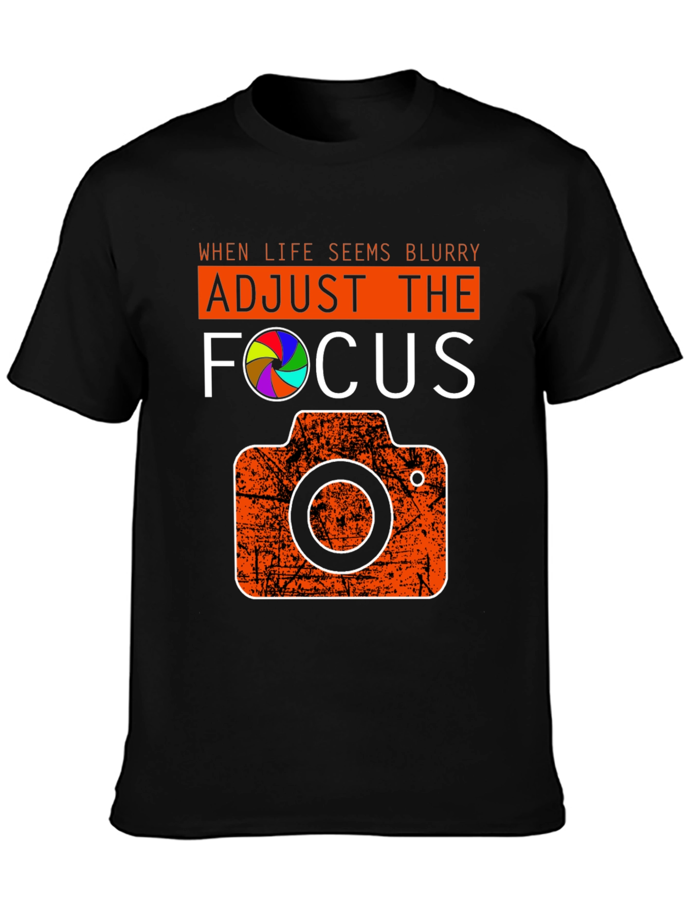 Black Adjust the Focus Graphic Tee - Photography Lover's T-Shirt view 3