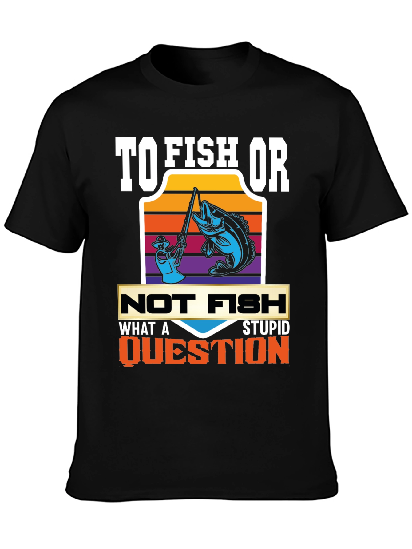 Black Fishing Humor T-Shirt: To Fish Or Not Fish view 3