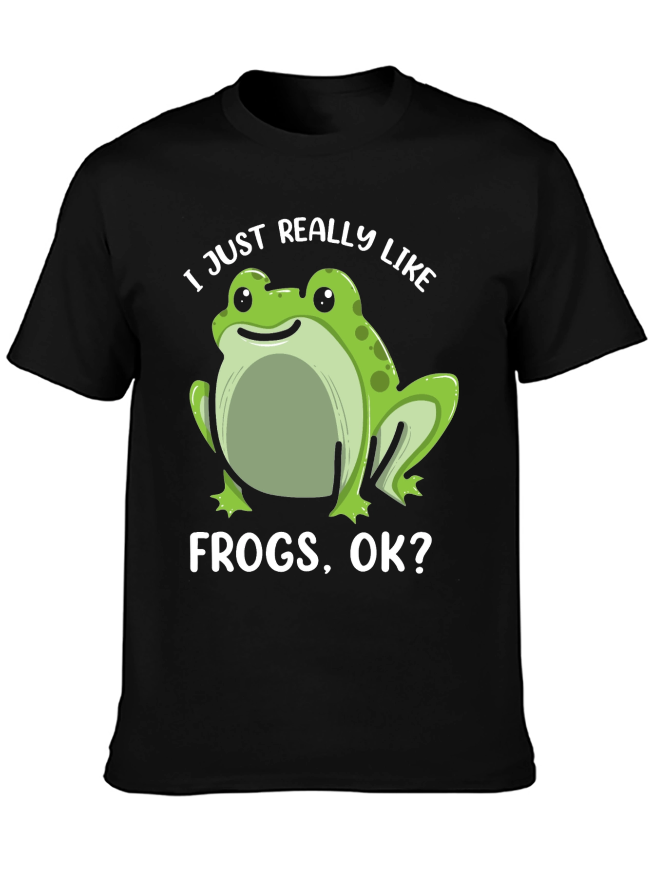 Black Frog Lover T-Shirt - I Just Really Like Frogs, Ok? view 3