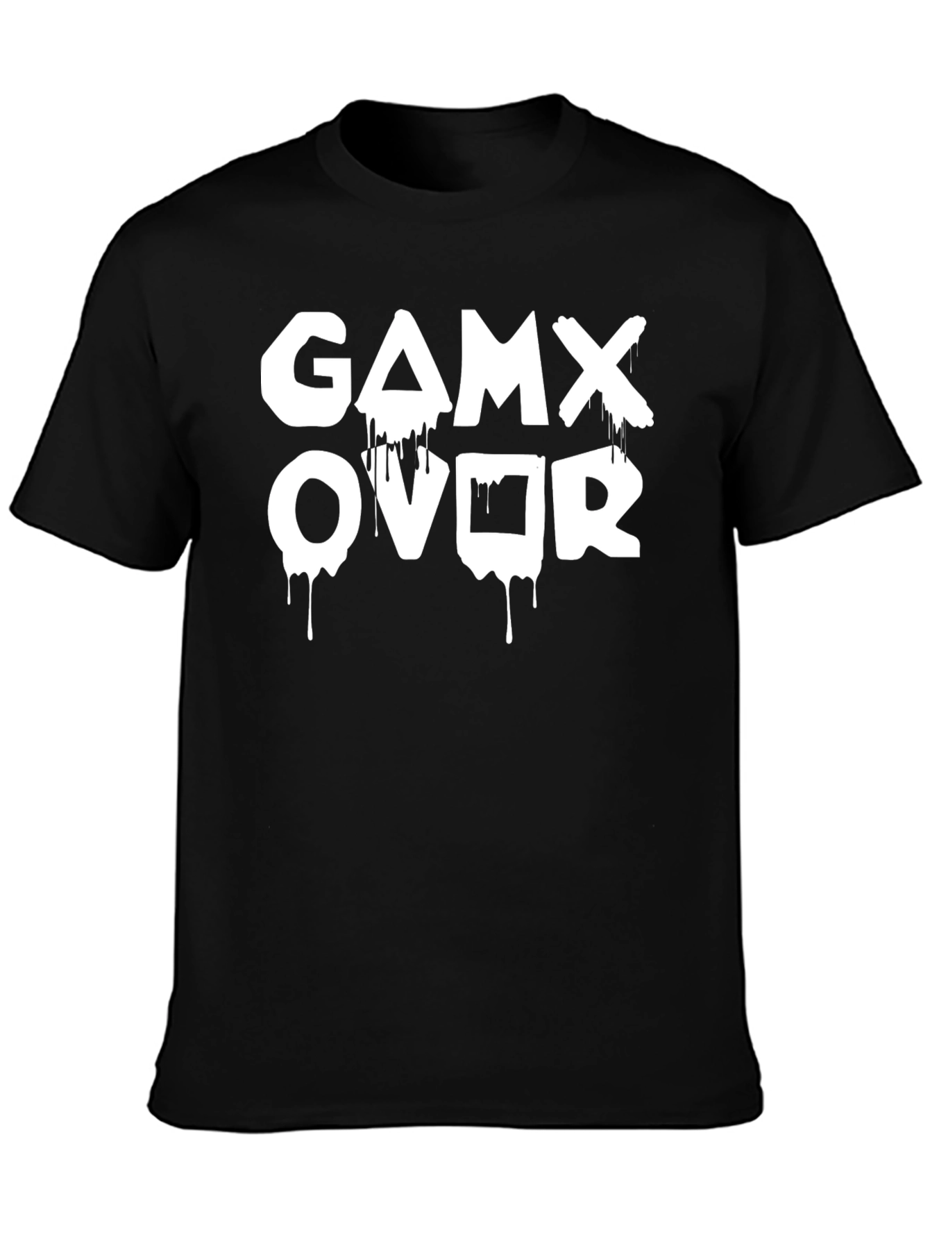 Black Game Over Dripping Print T-Shirt view 3