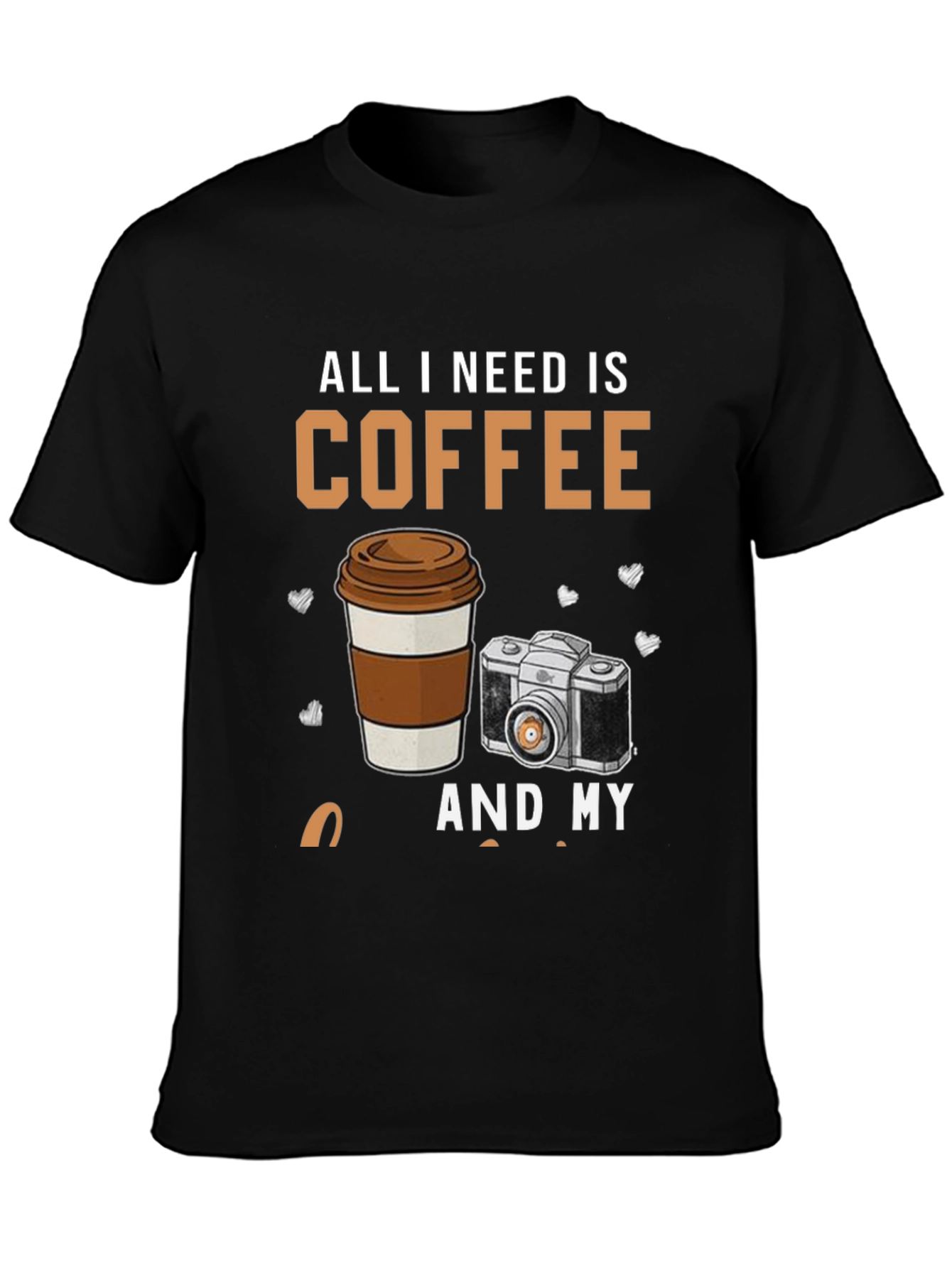 Black Coffee & Camera Graphic T-Shirt view 3