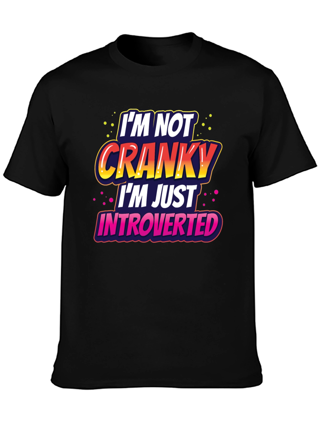 Black Introverted Graphic Tee -  Funny Novelty T-Shirt view 3