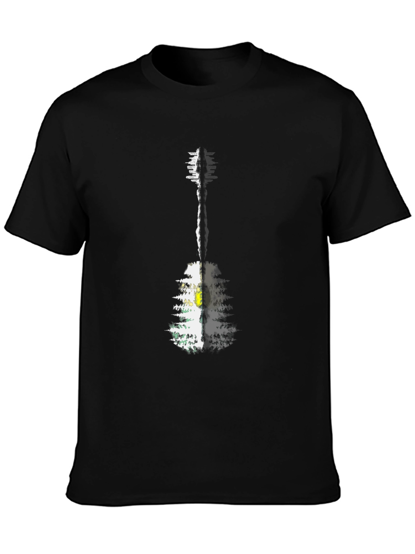 Guitar Forest Graphic Tee - Men's Black T-Shirt - 3