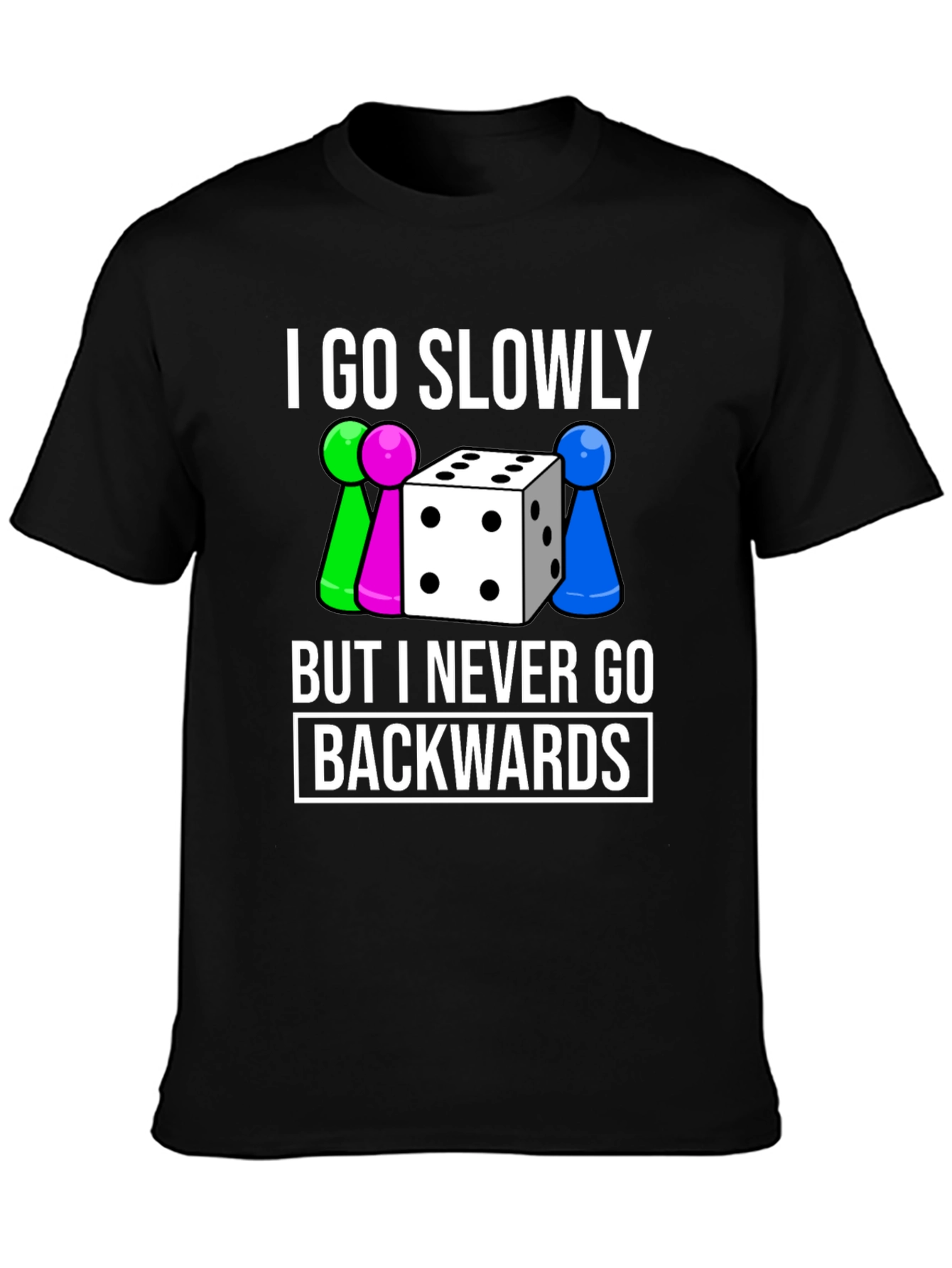 Black Go Slowly T-Shirt - Never Backwards view 3