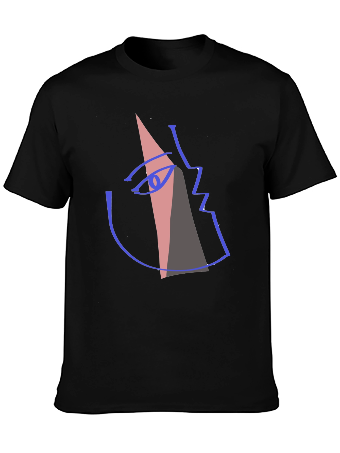 Black Abstract Face Graphic T-Shirt - Modern Art Tee view 3