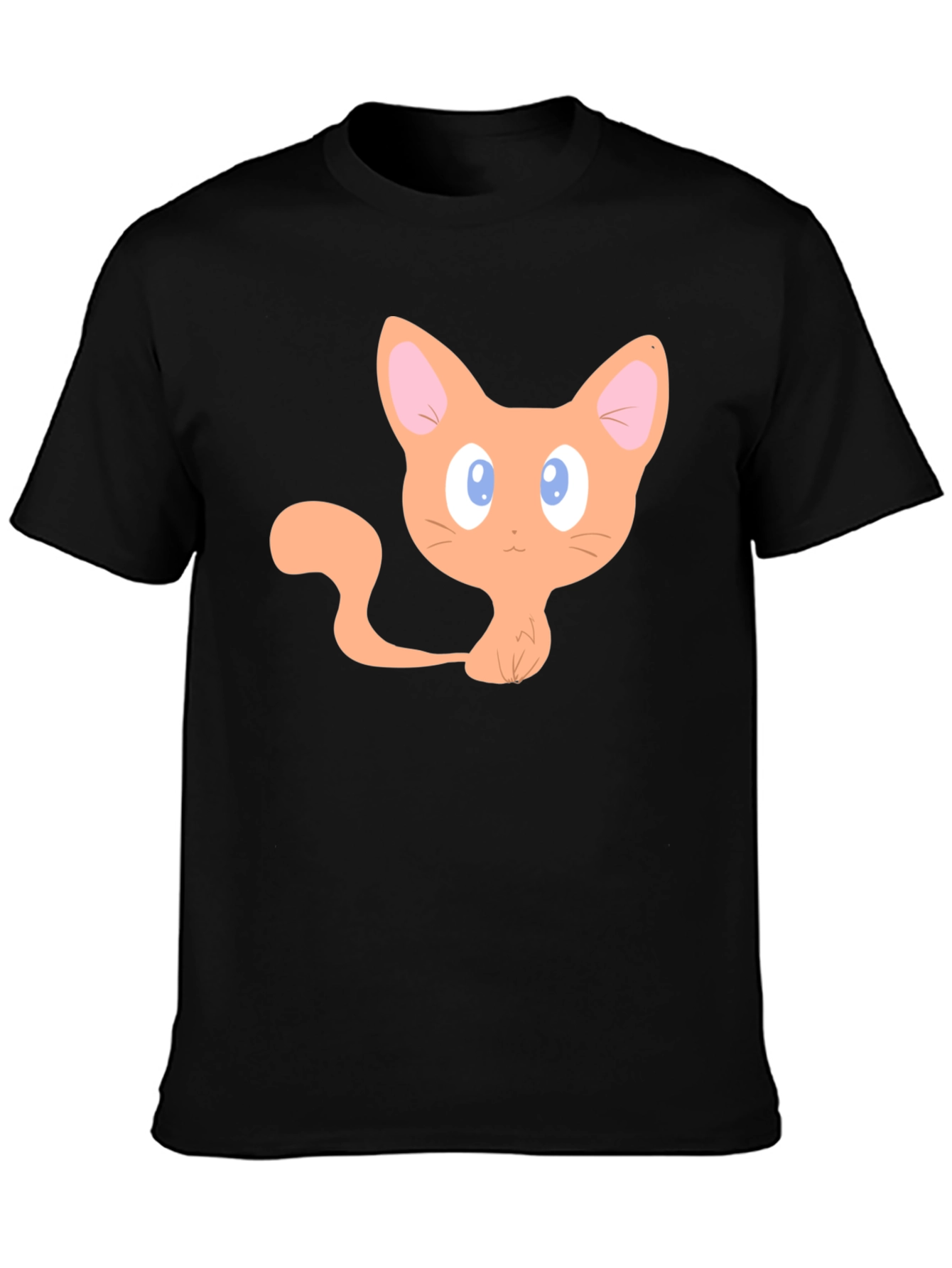 Black Cute Cartoon Cat Graphic T-Shirt - Black view 3