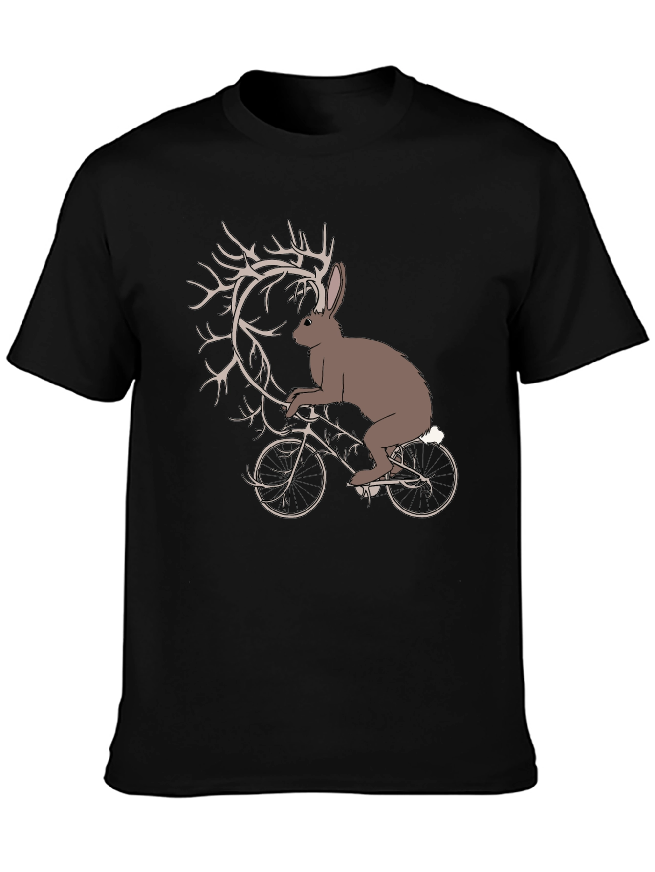 Black Hare on Bike Graphic Tee - Unique Design view 3