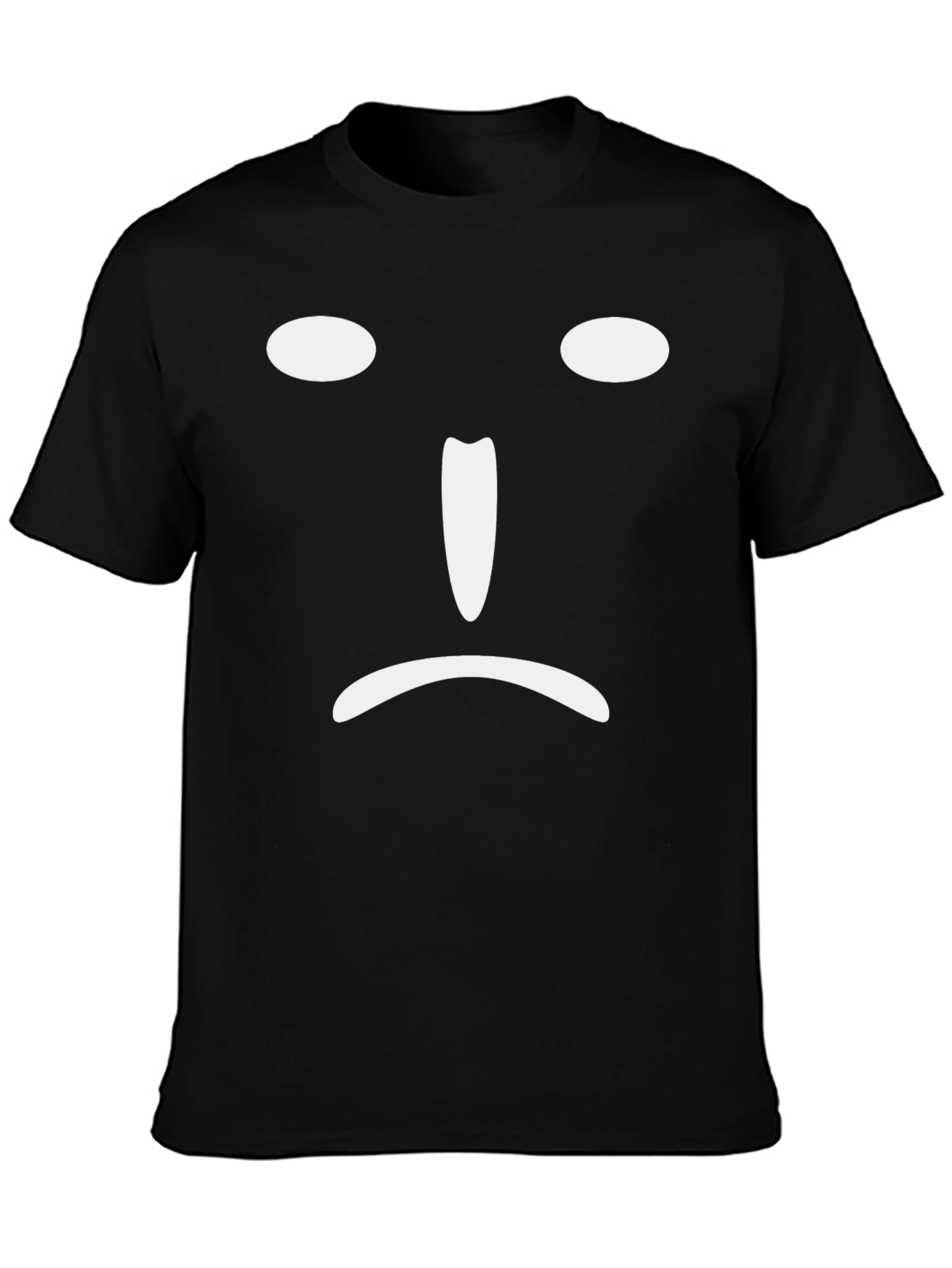 Black Sad Face Graphic Tee - Black Cotton Blend T-Shirt view 3