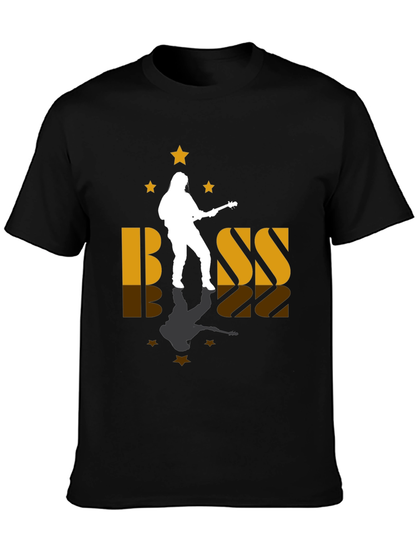 Black Bass Guitar Player Silhouette Graphic Tee view 3