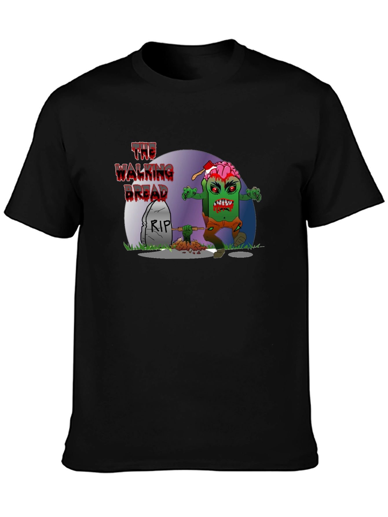 Black The Walking Bread Zombie T-Shirt view 3