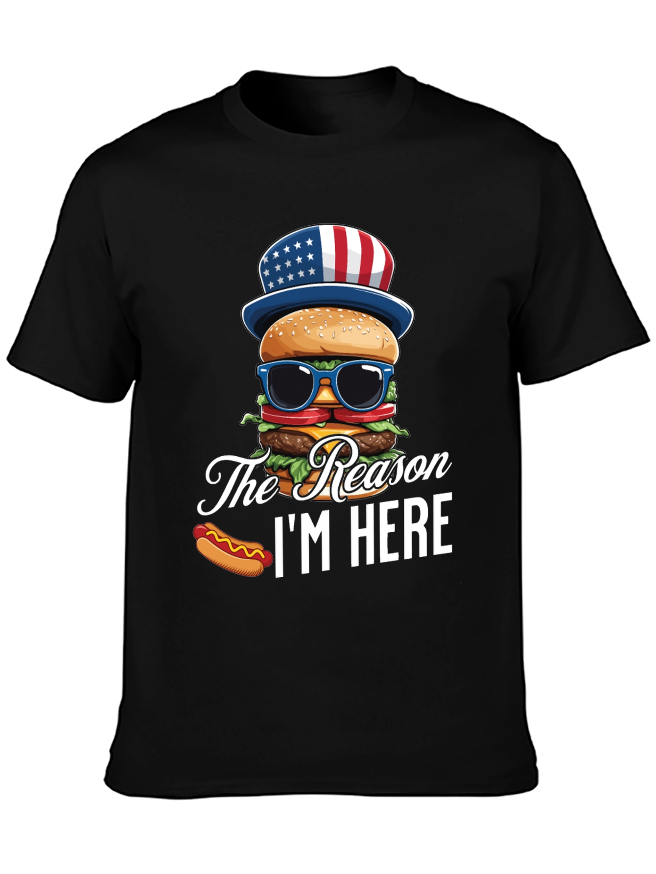Black Patriotic Burger T-Shirt - The Reason I'm Here view 3