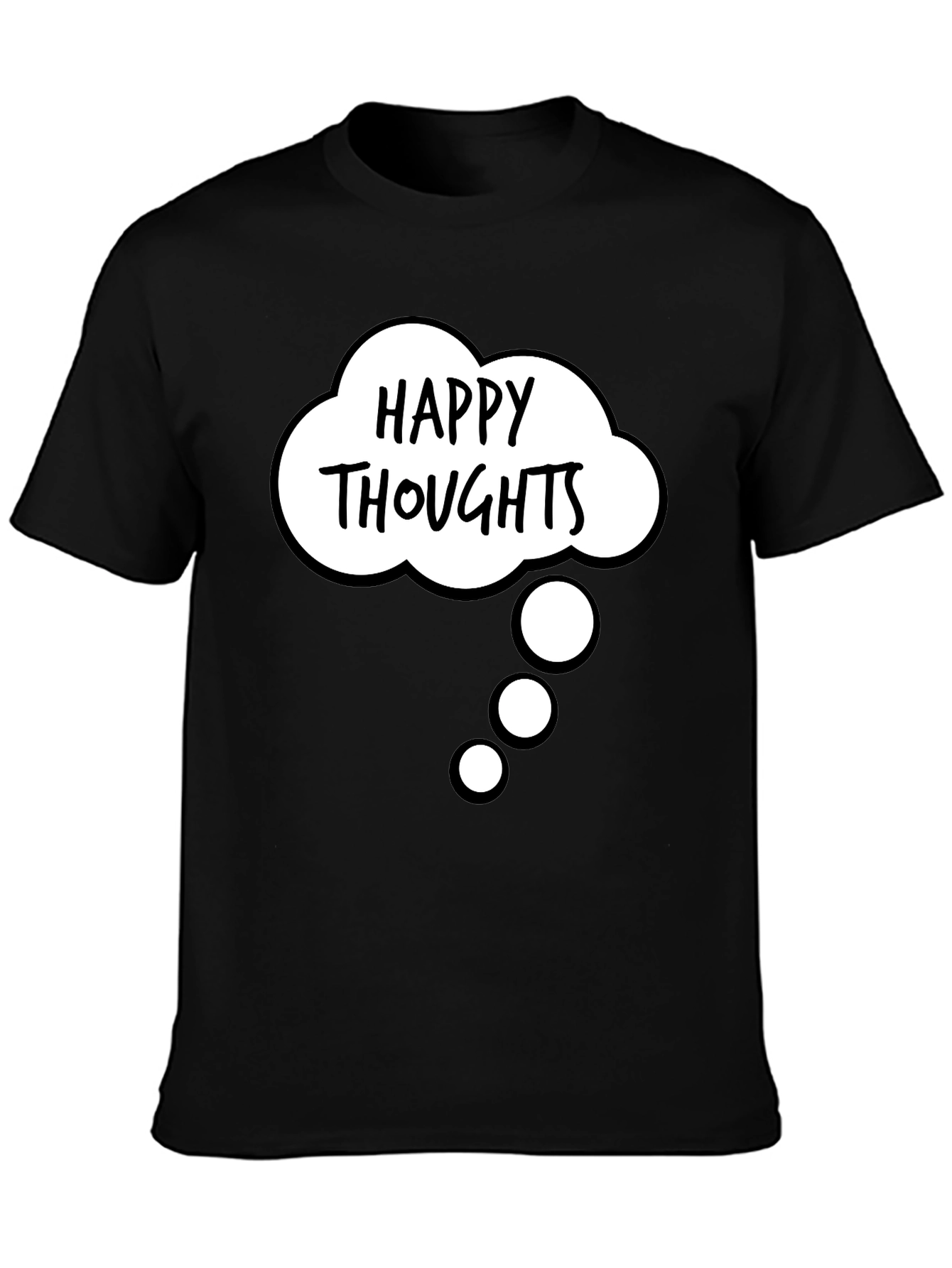 Black Happy Thoughts Graphic T-Shirt view 3