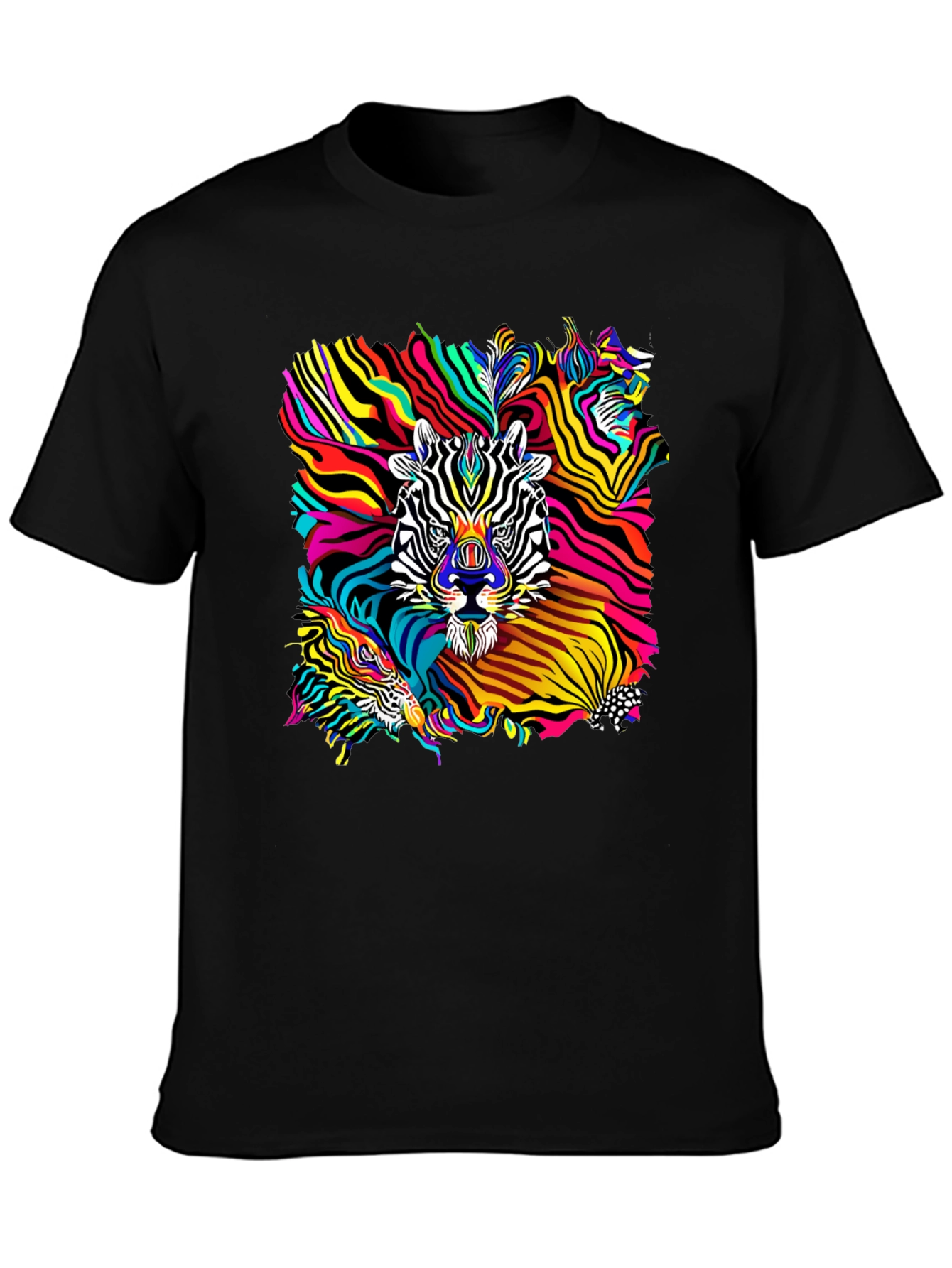 Black Psychedelic Zebra Graphic T-Shirt - Black view 3