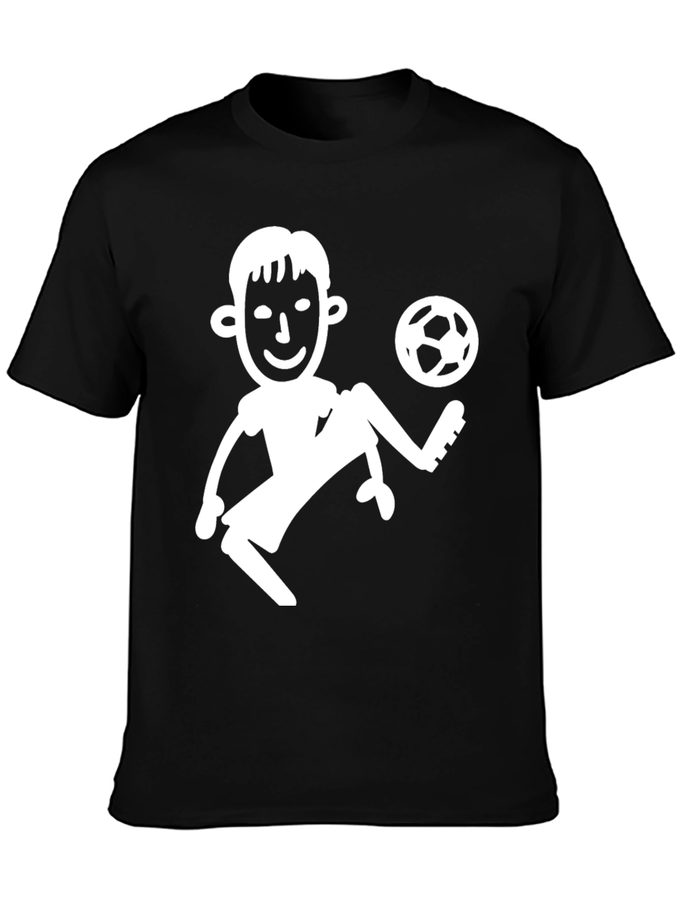 Black Soccer Player Graphic Tee - Black Cotton T-Shirt view 3