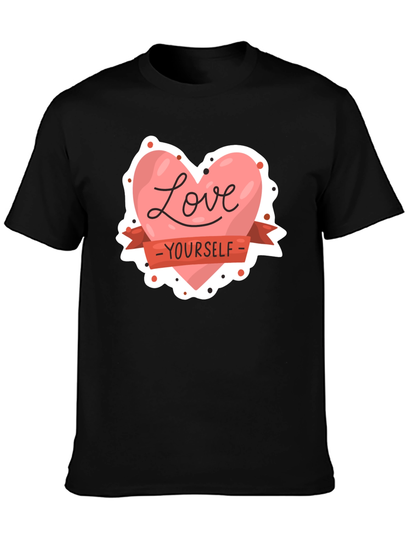 Black Love Yourself Graphic Tee - Black Cotton Shirt view 3