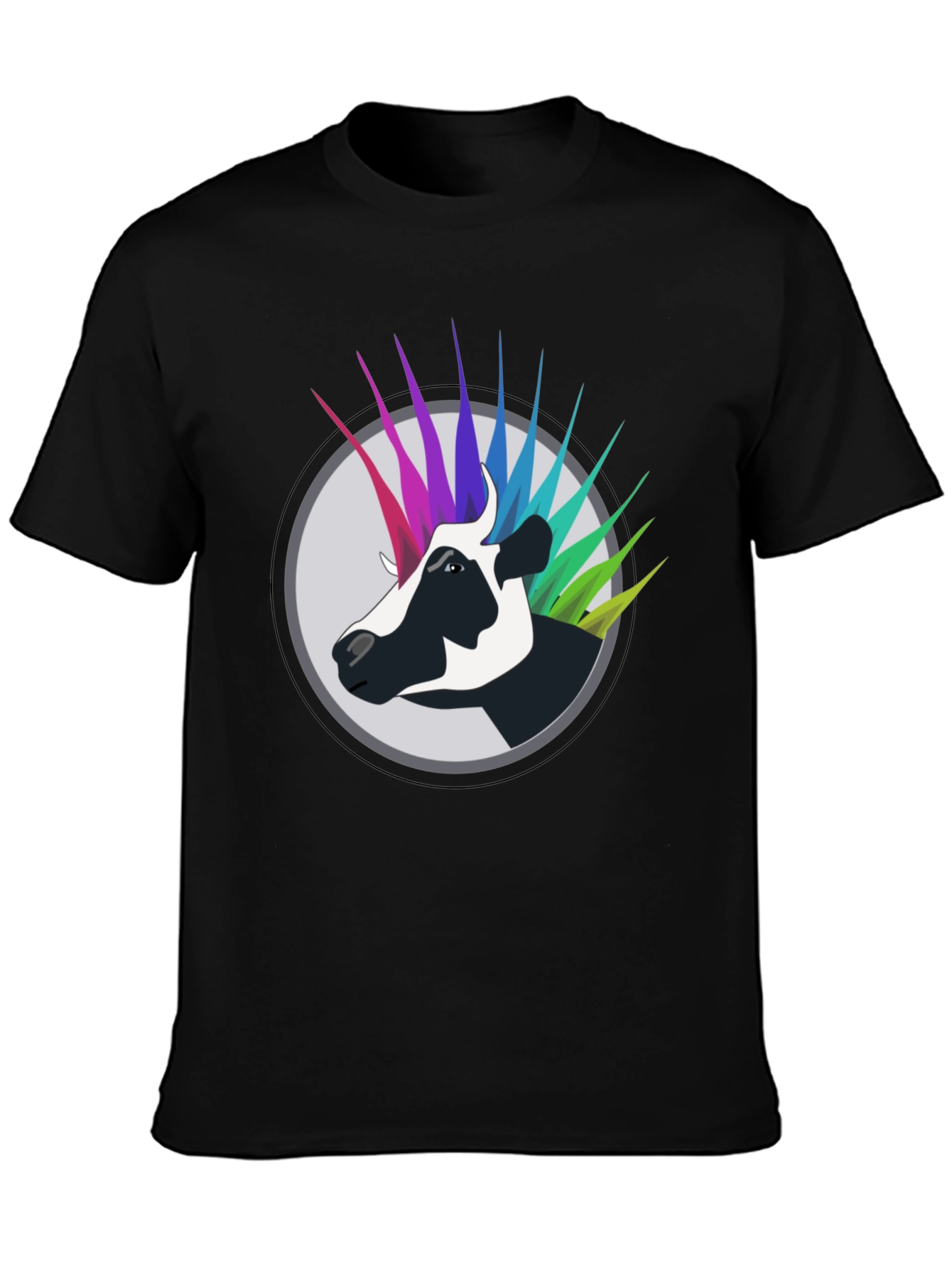 Black Cow Punk T-Shirt - Black Cotton Graphic Tee view 3