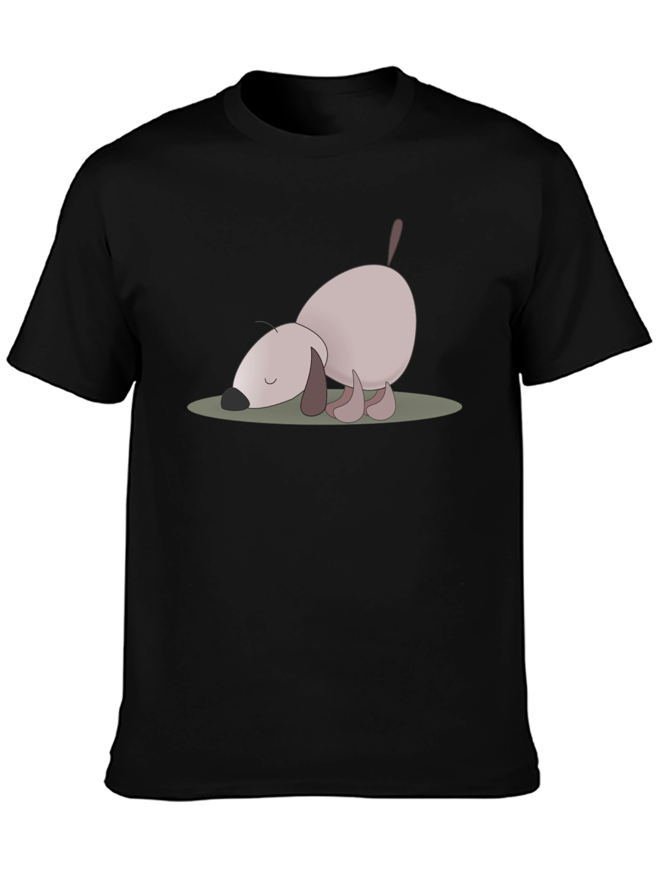 Black Cute Cartoon Dog Graphic Tee view 3