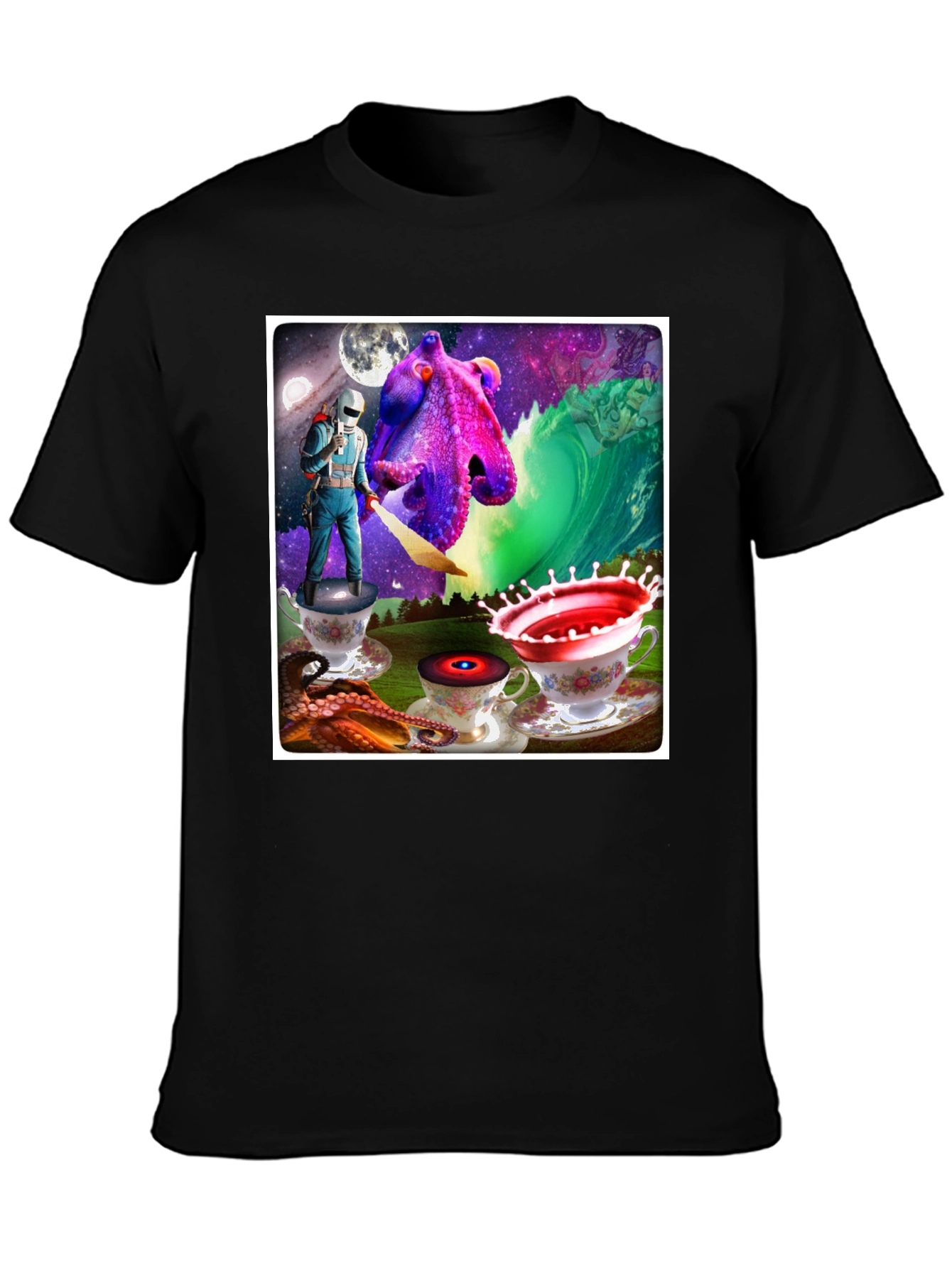 Black Cosmic Octopus T-Shirt view 3