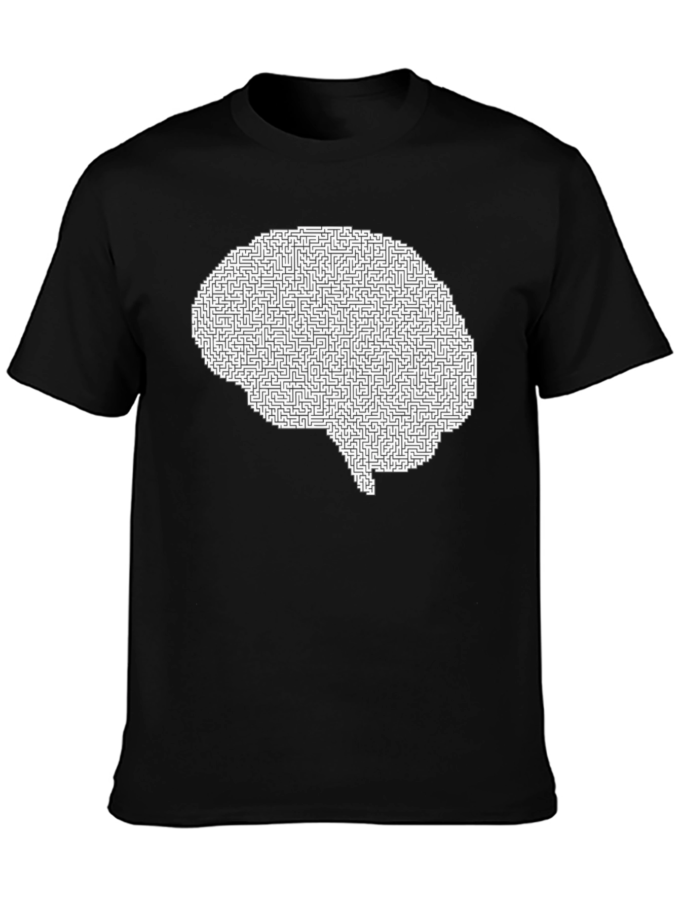 Black Brain Maze T-Shirt - Intellectual Puzzle Design view 3