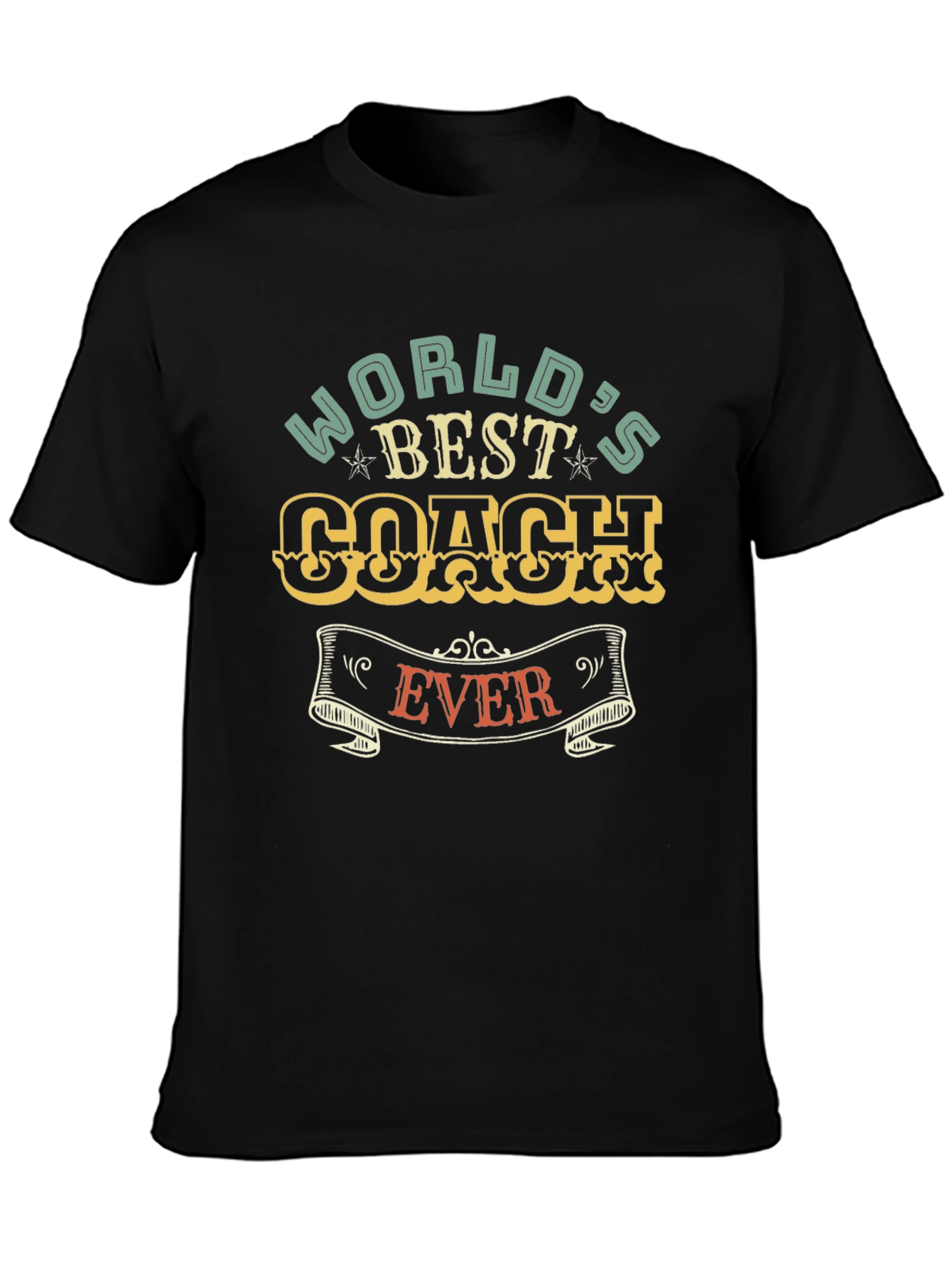 Black World's Best Coach Ever Graphic T-Shirt view 3