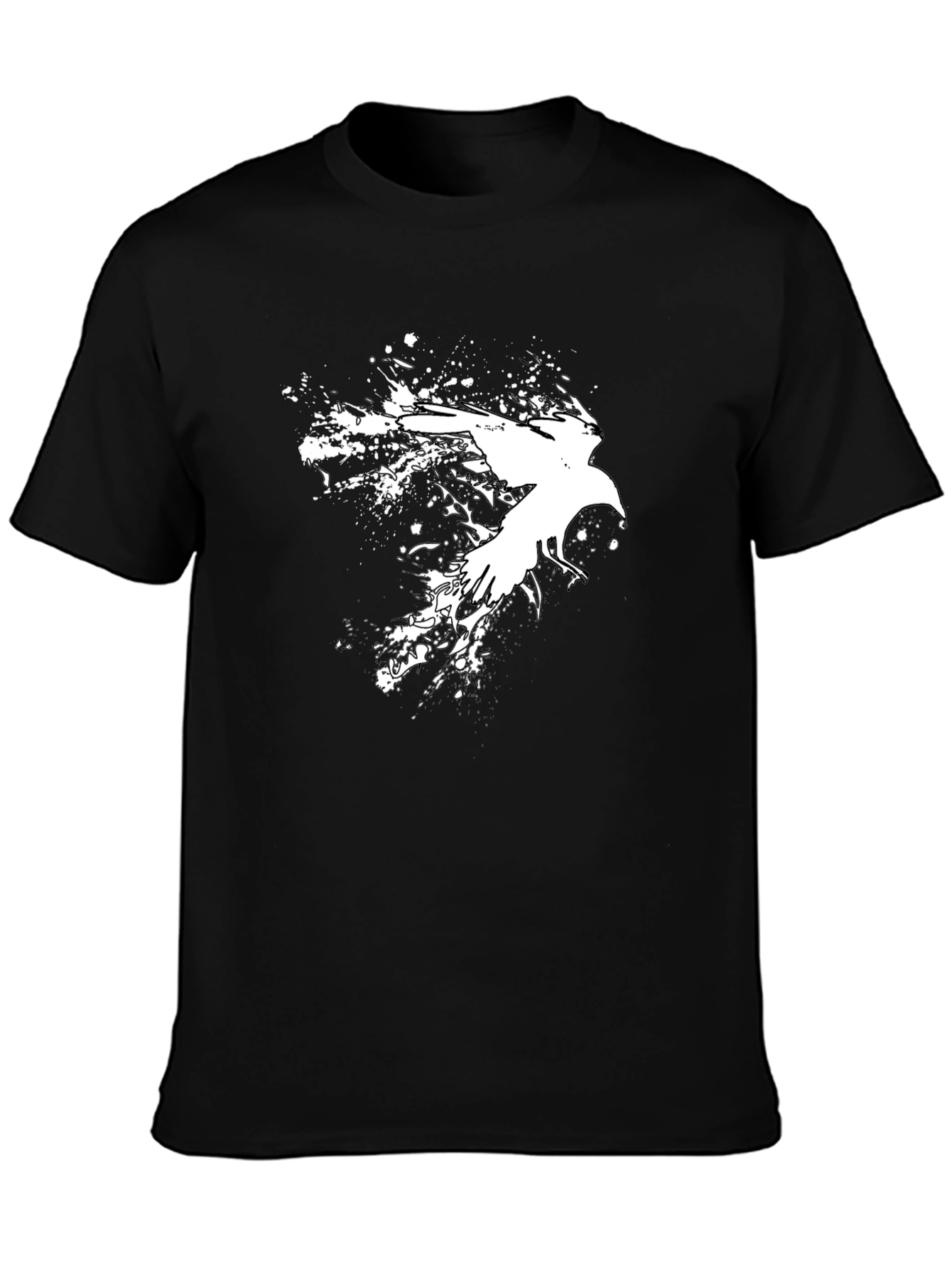 Black Abstract Crow Graphic Black T-Shirt view 3