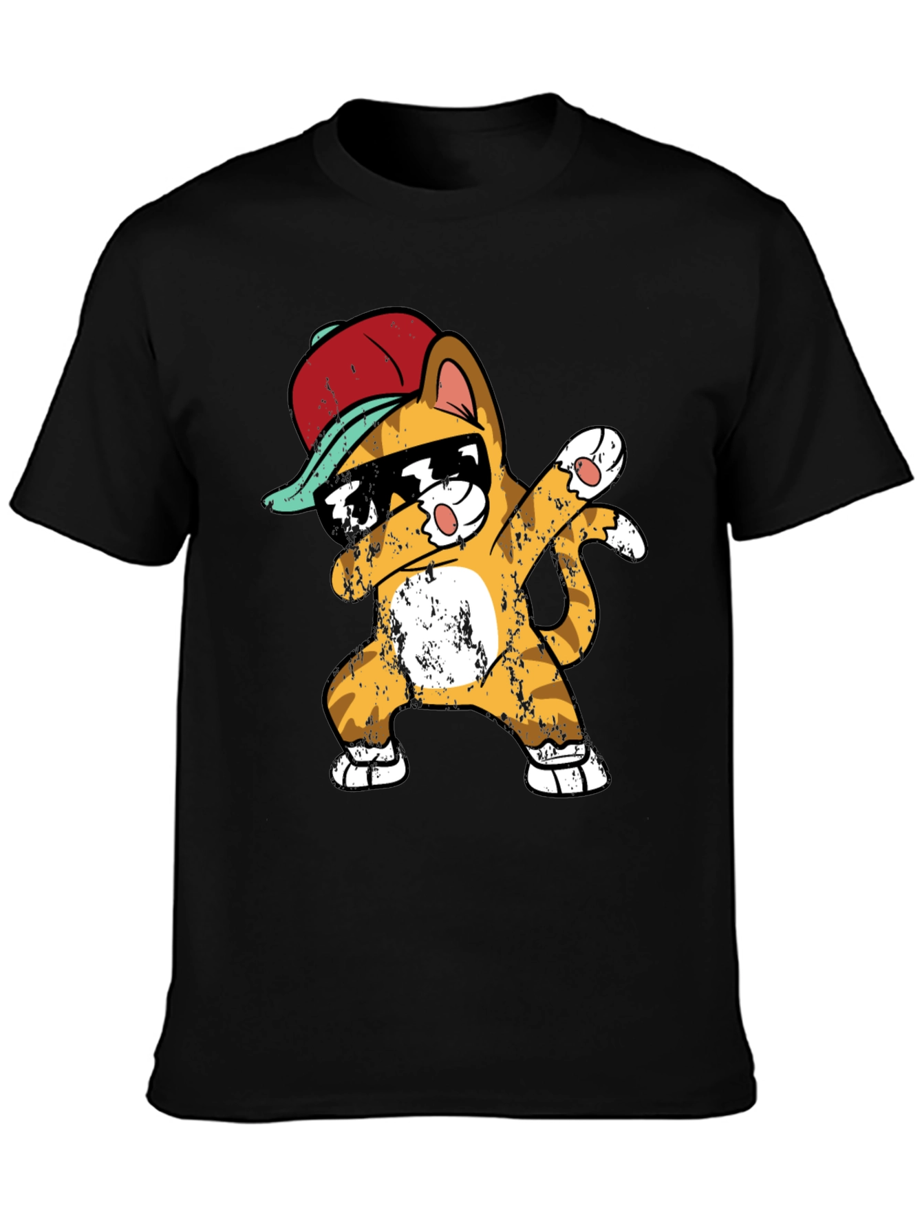 Black Cool Cat Dabbing T-Shirt view 3