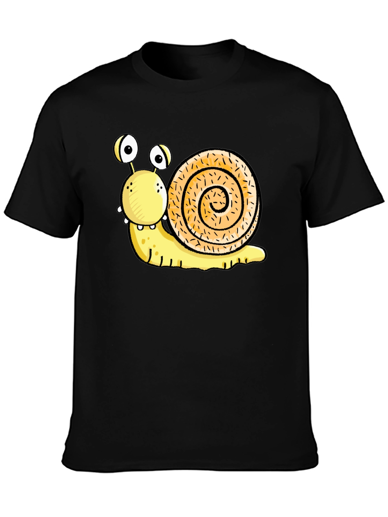 Black Funny Snail Graphic Black T-Shirt view 3