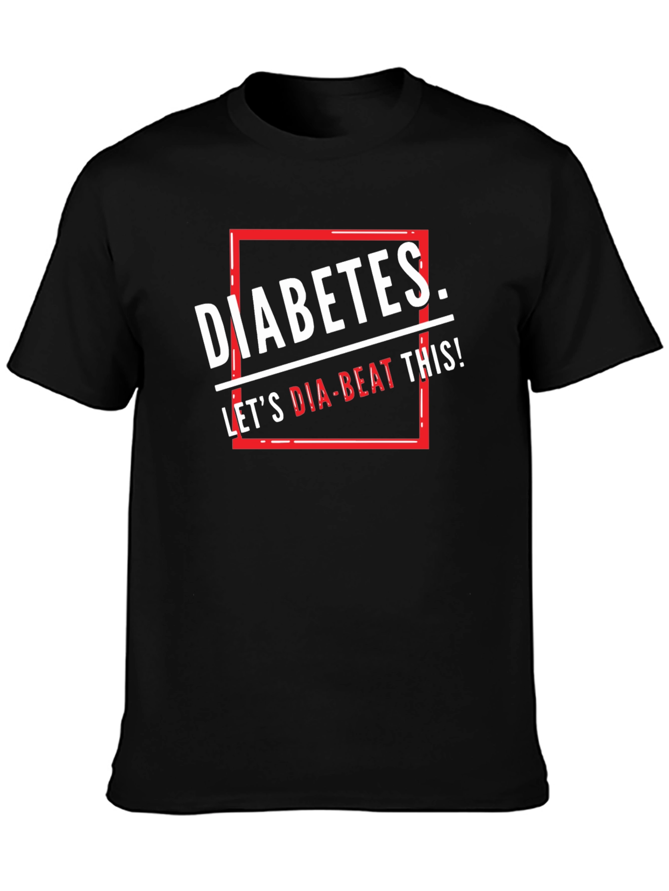 Black Diabetes Let's Dia-Beat This! Graphic T-Shirt view 3
