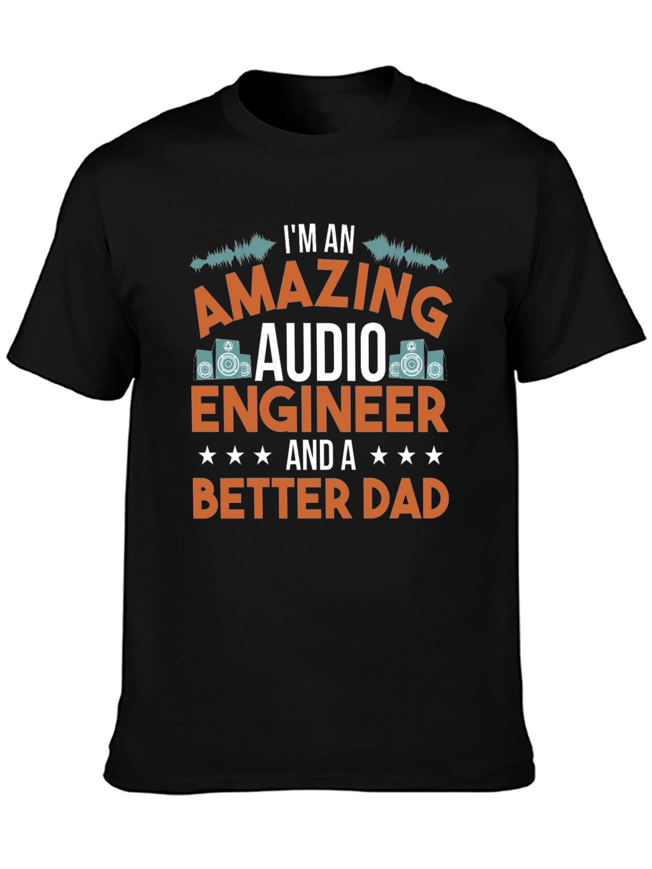 Black Amazing Audio Engineer Dad T-Shirt view 3