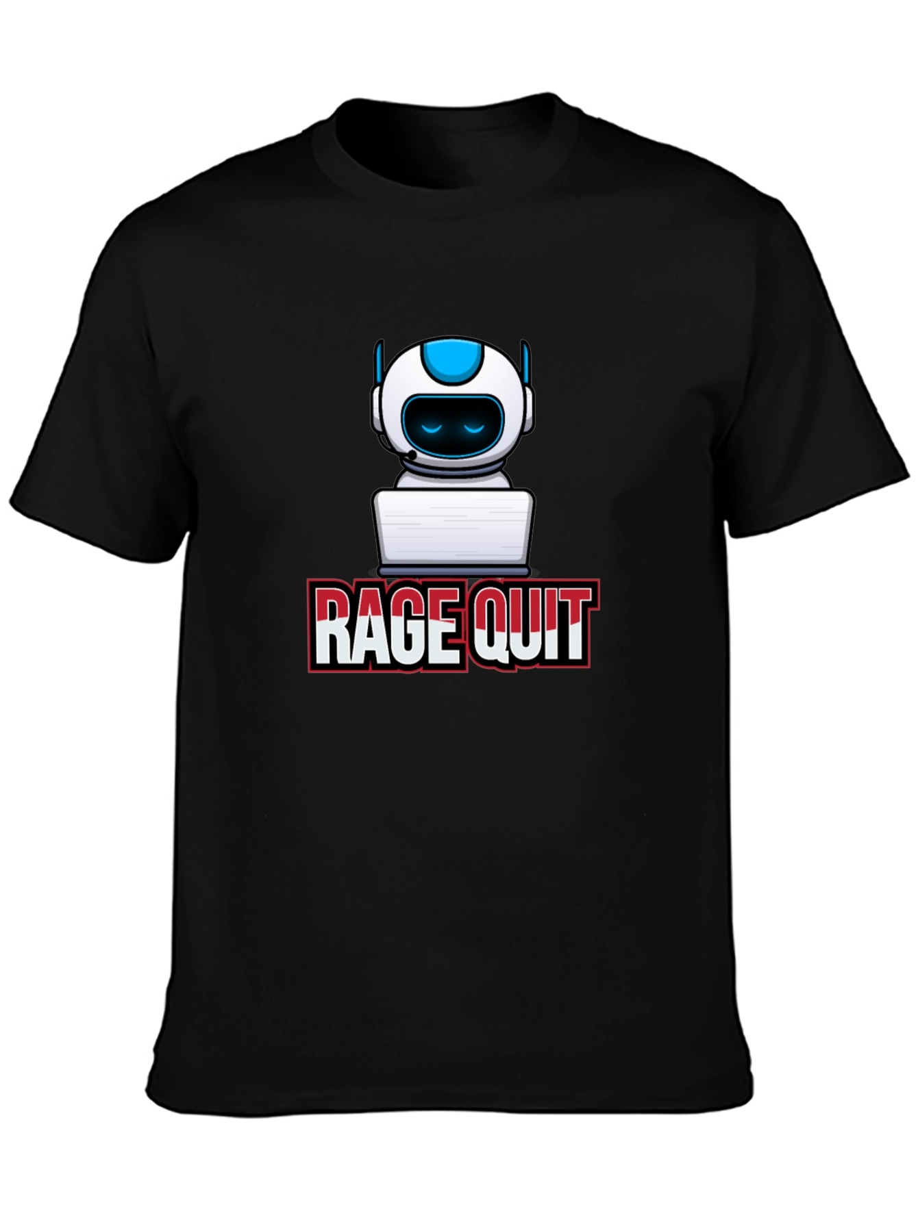 Black Rage Quit Robot Gamer T-Shirt - Black view 3
