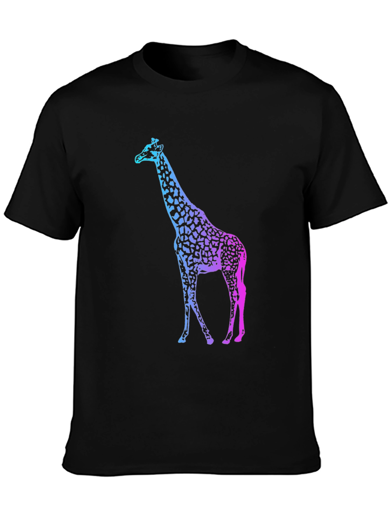 Black Gradient Giraffe Print Black T-Shirt view 3