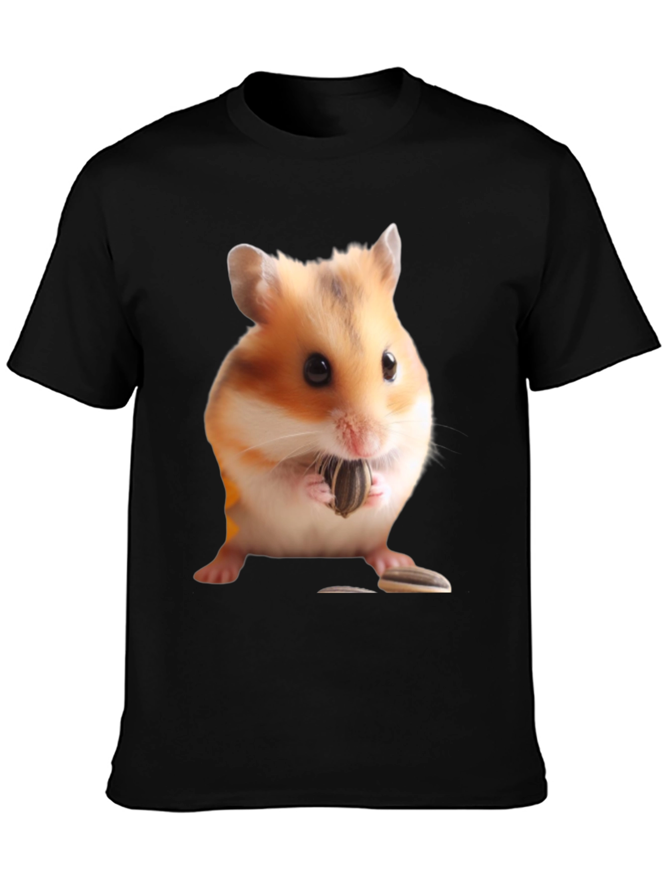 Black Hamster Seed Graphic T-Shirt, Mens Black Tee view 3
