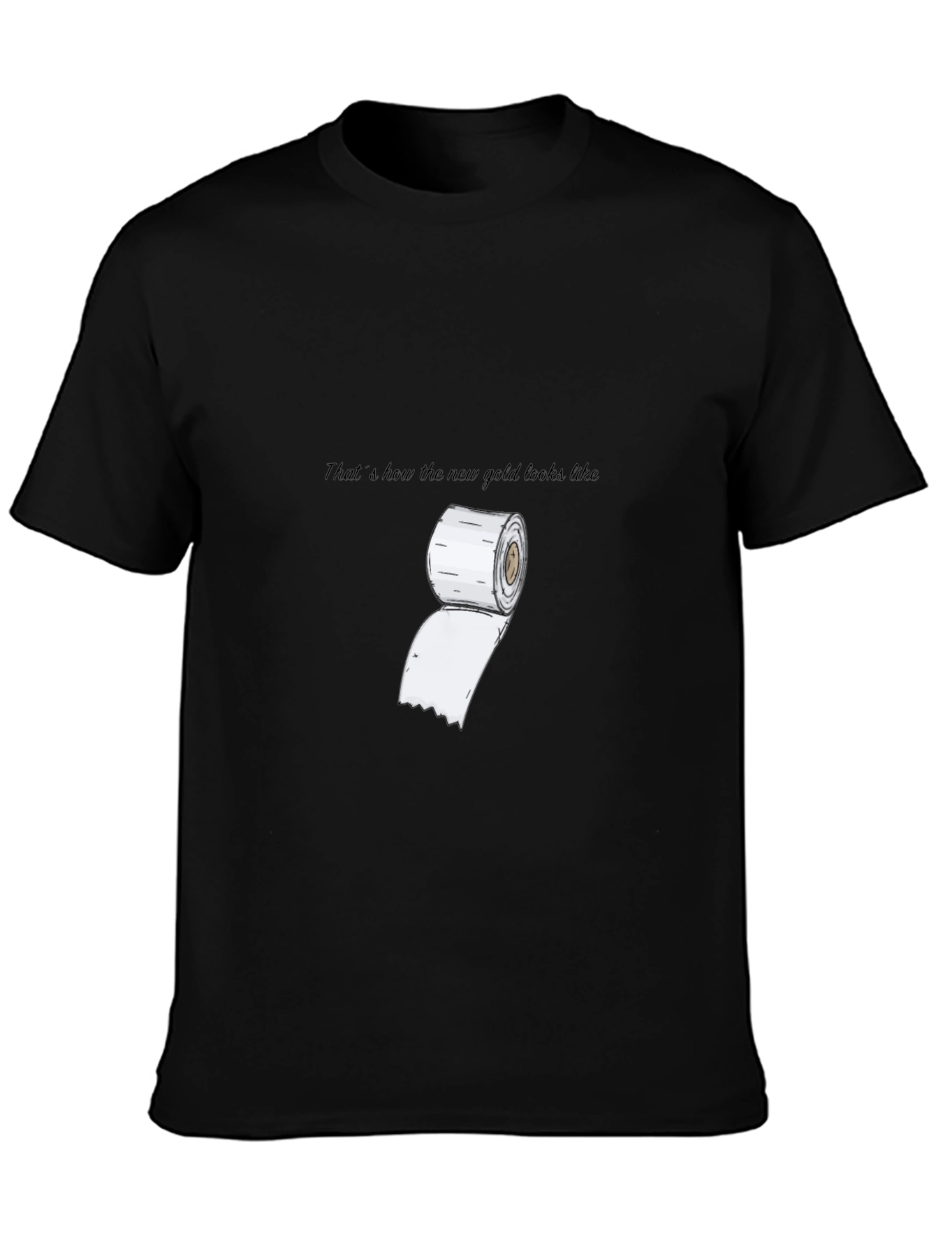 Black Toilet Paper Graphic Tee - "New Gold" Humor T-Shirt view 3