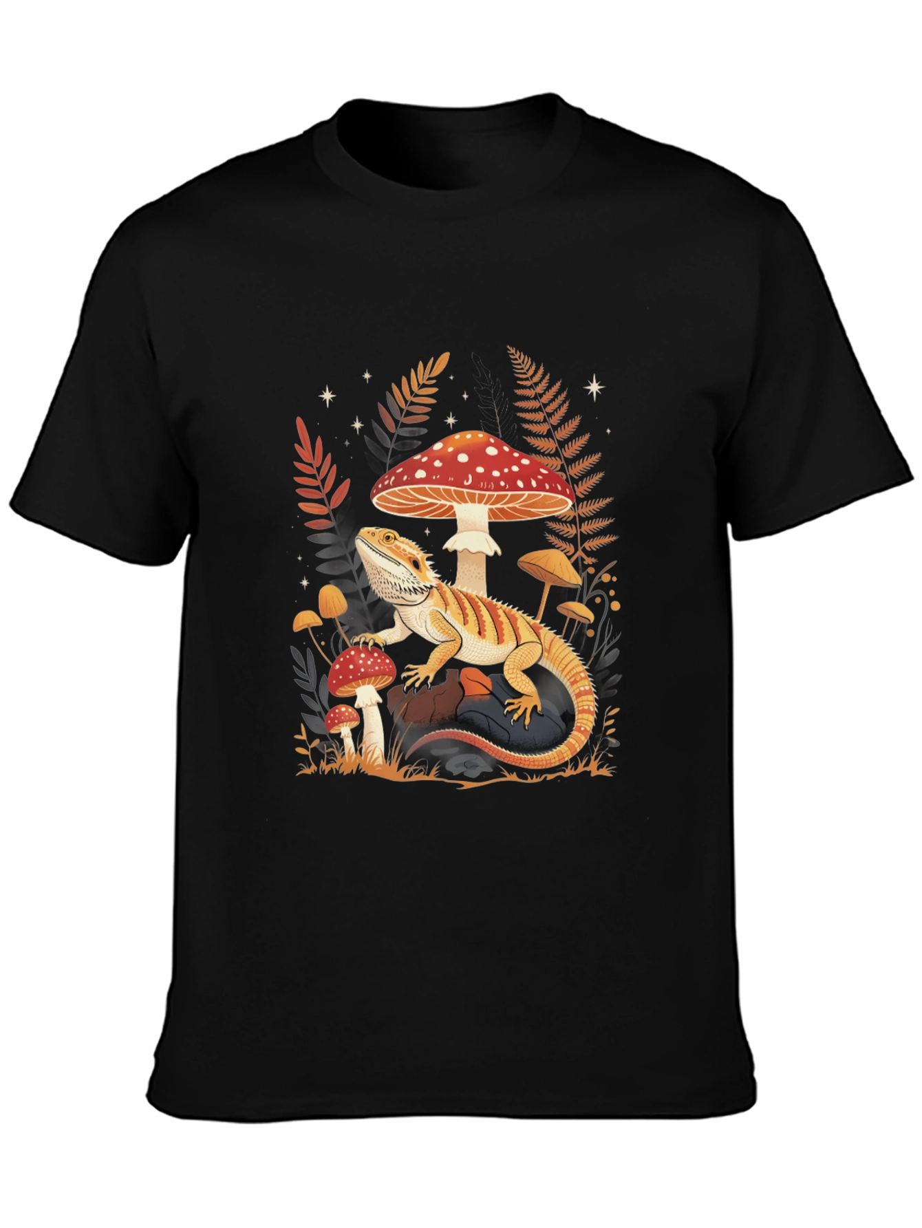 Black Bearded Dragon Mushroom Graphic Tee view 3