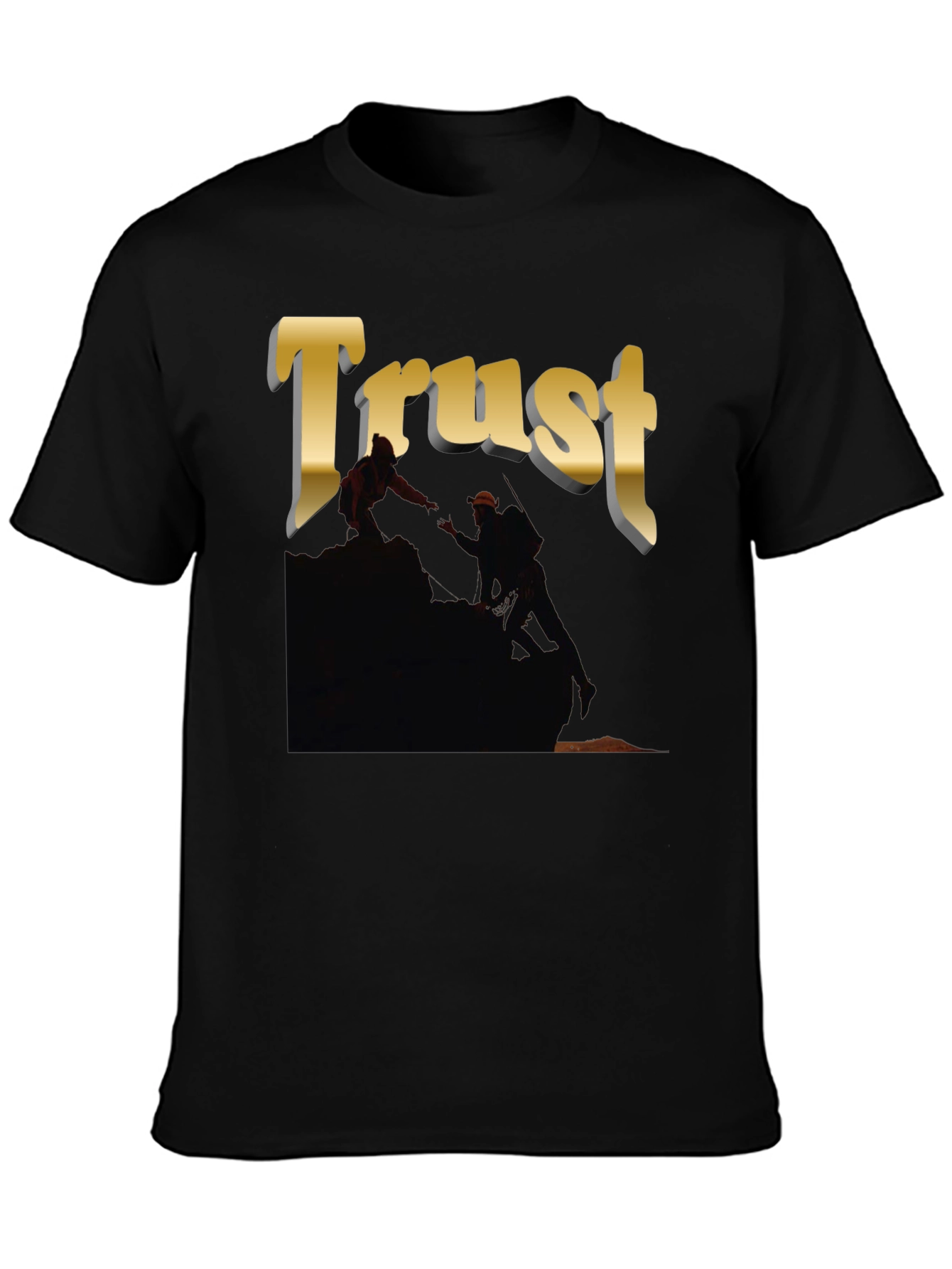 Black Trust T-Shirt - Mountain Climbers - Black Cotton Tee view 3