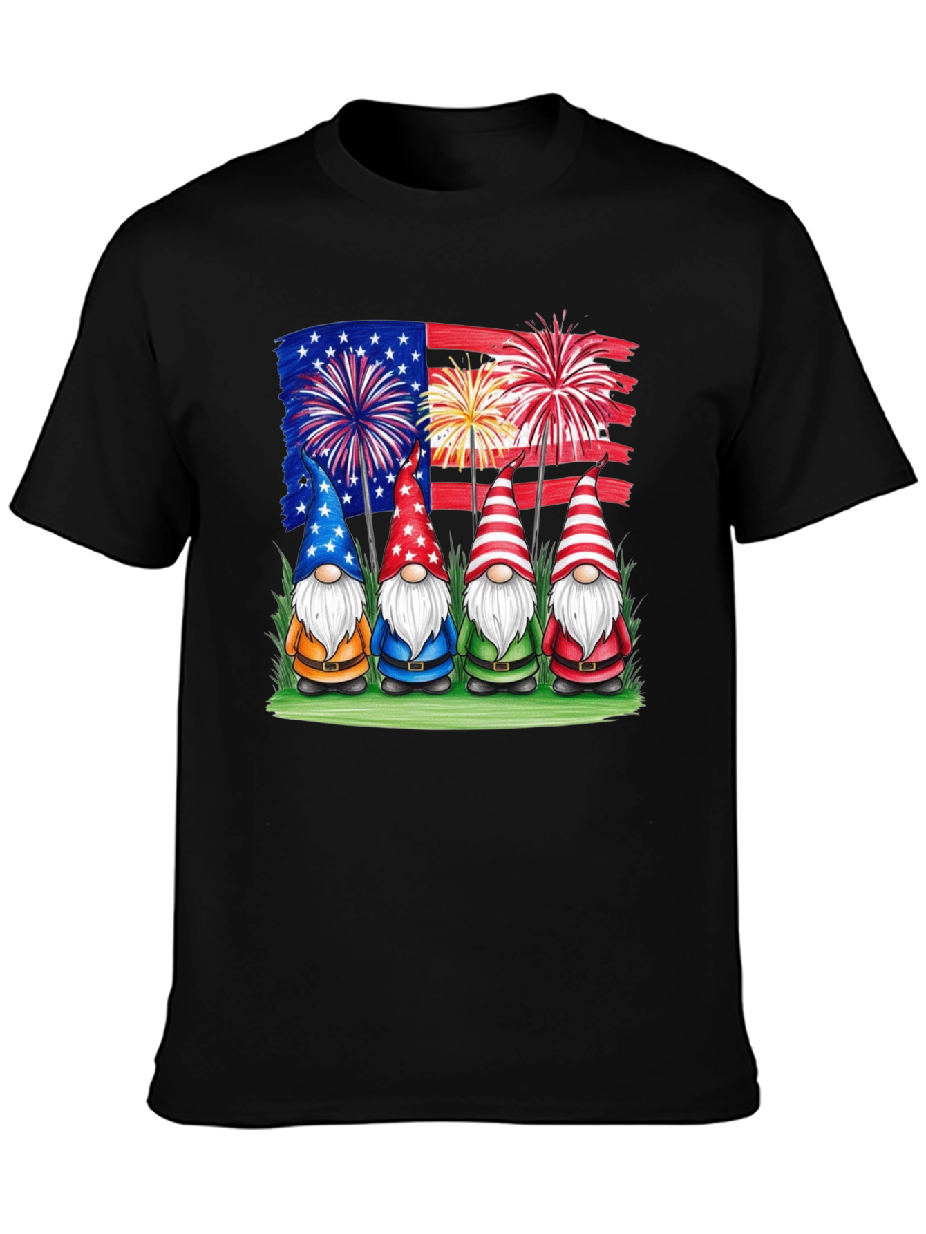 Black Patriotic Gnomes T-Shirt - USA Pride! view 3