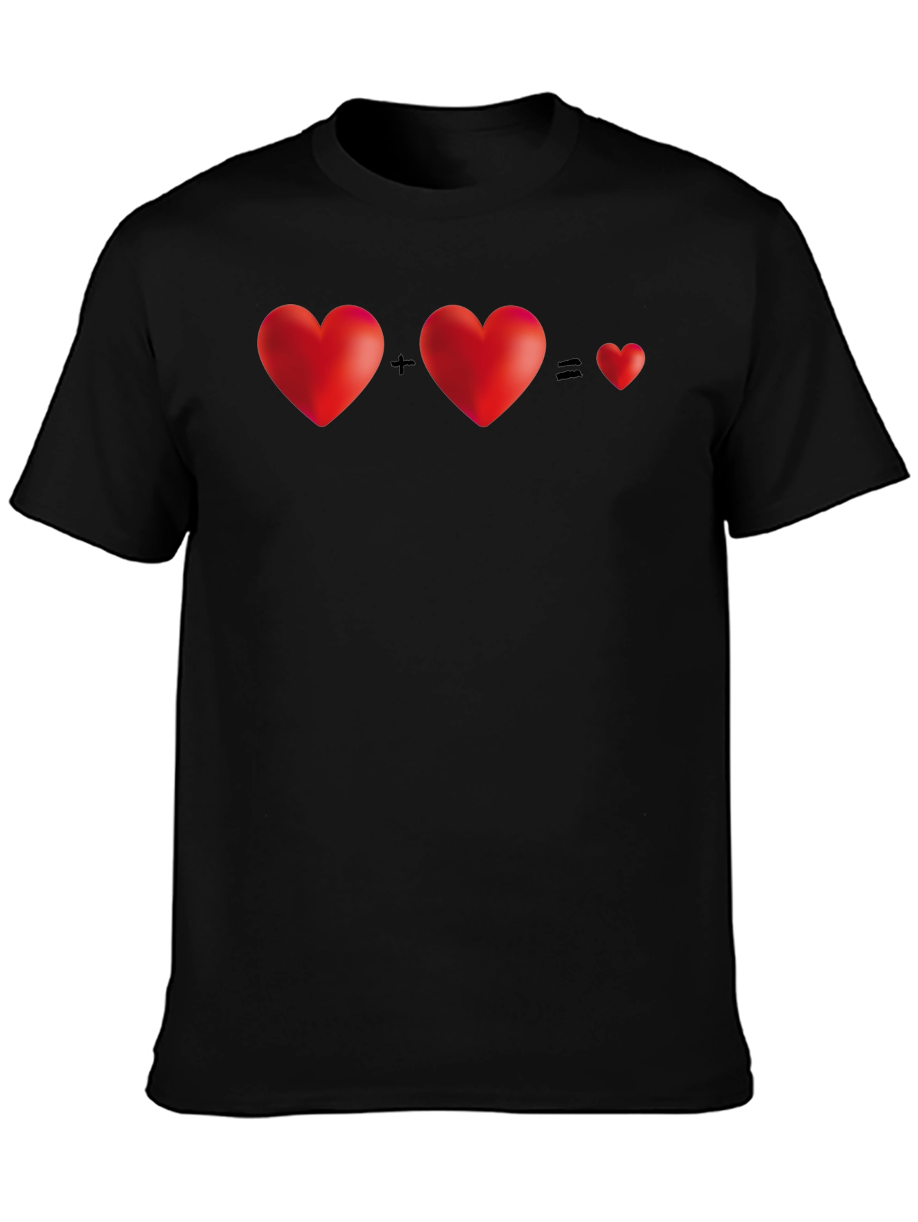 Black Two Hearts Equal One T-Shirt - Black view 3